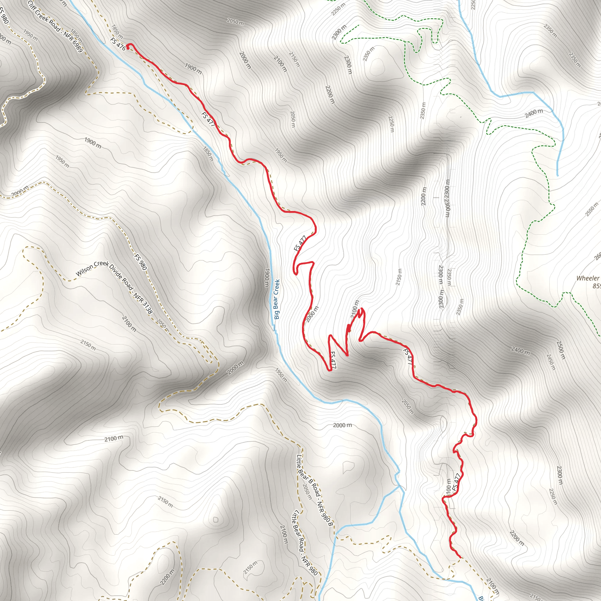 Lower Big Bear Trail mobile static map