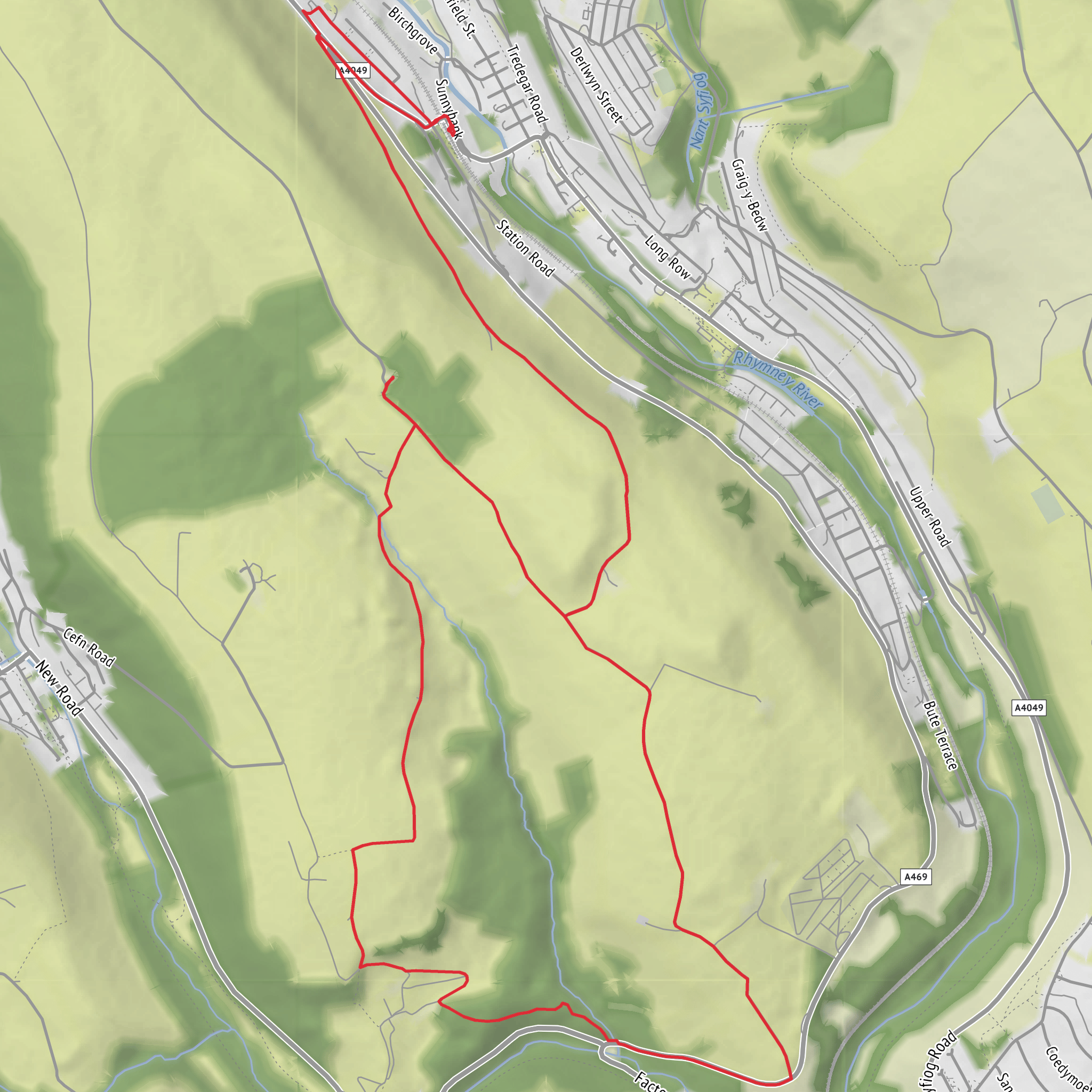 Chapel-y-Brithdir and Groes-Faen from Tir-Phil Station mobile static map