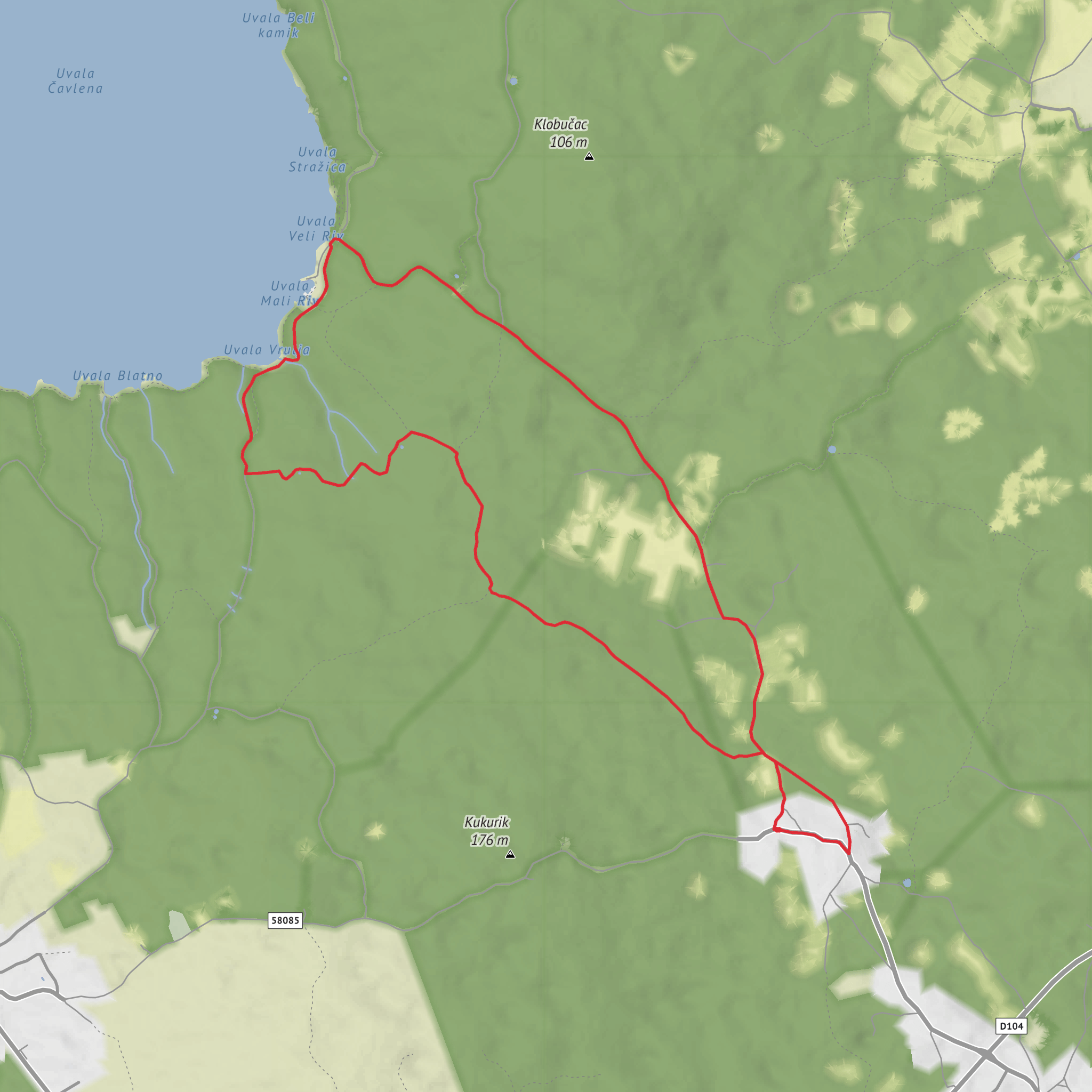 Uvala Veli Riv and Uvala Vrulja from Poljica mobile static map