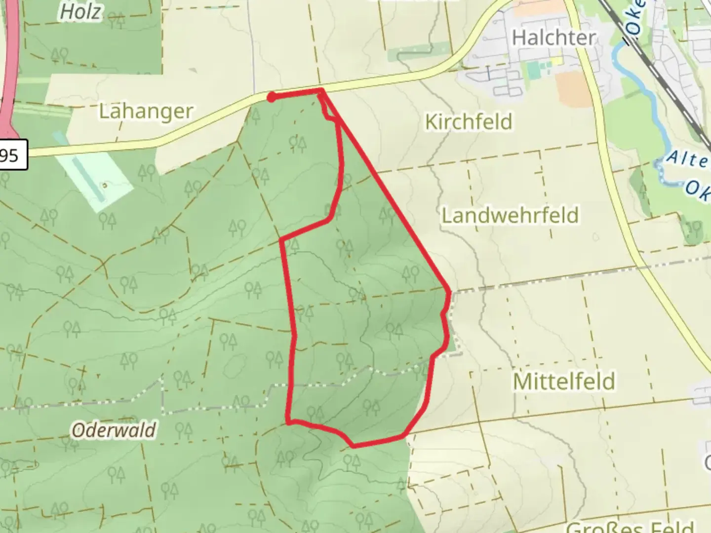 An image depicting the trail Freundschaftsbuchenweg Loop and its surrounding area.