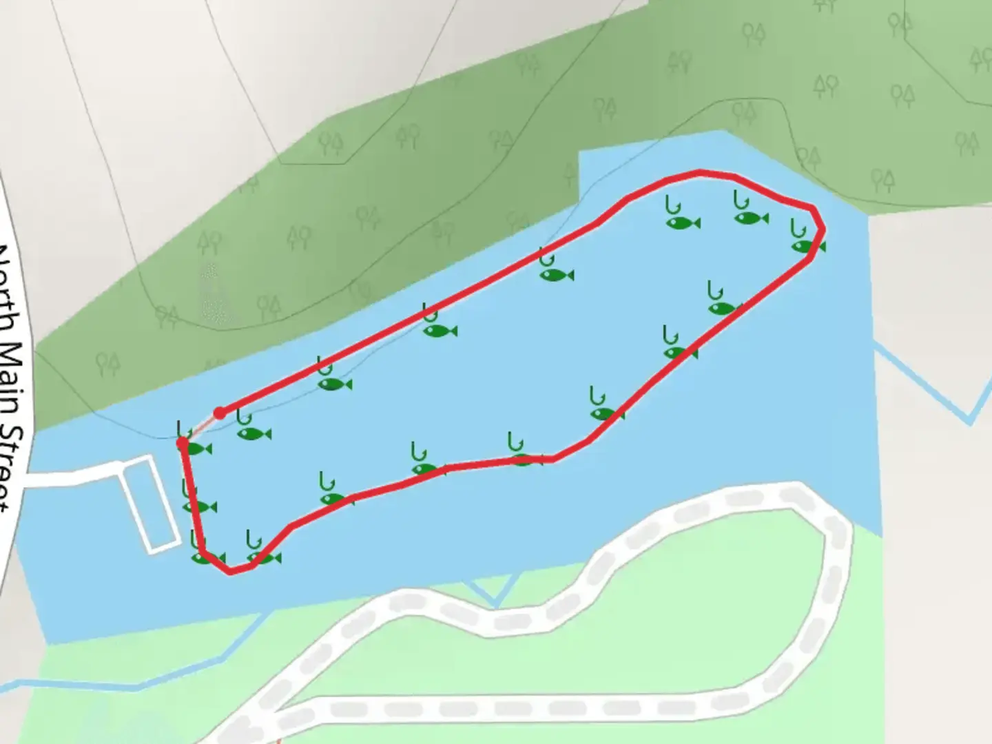 An image depicting the trail William's Creek Park Lake Loop and its surrounding area.