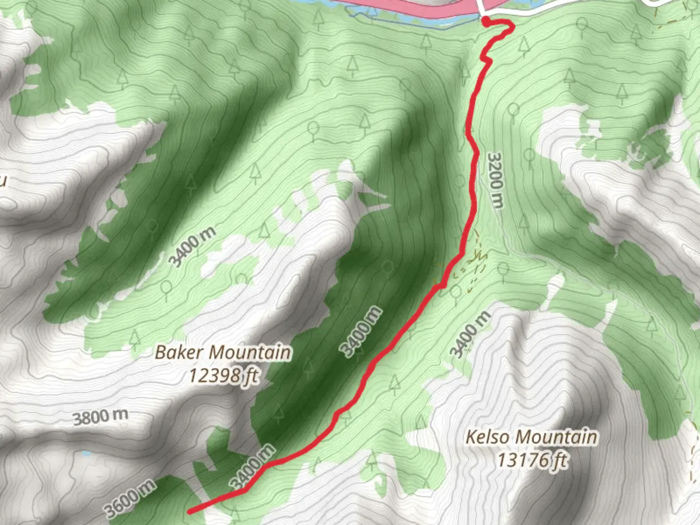 An image depicting the trail Baker Mountain and its surrounding area.