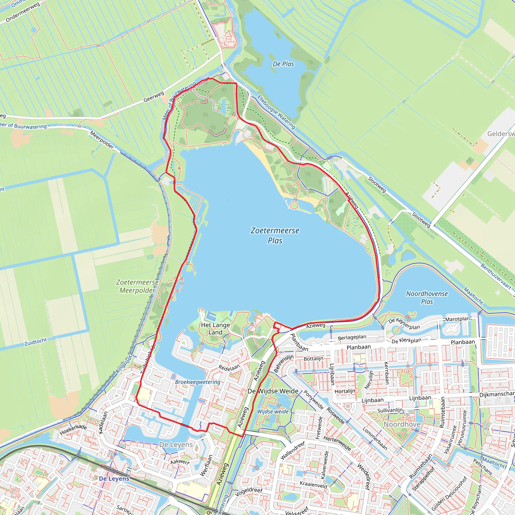 Zoetermeerse Plas Loop via Azie Weg and Broekwegkade mobile static map