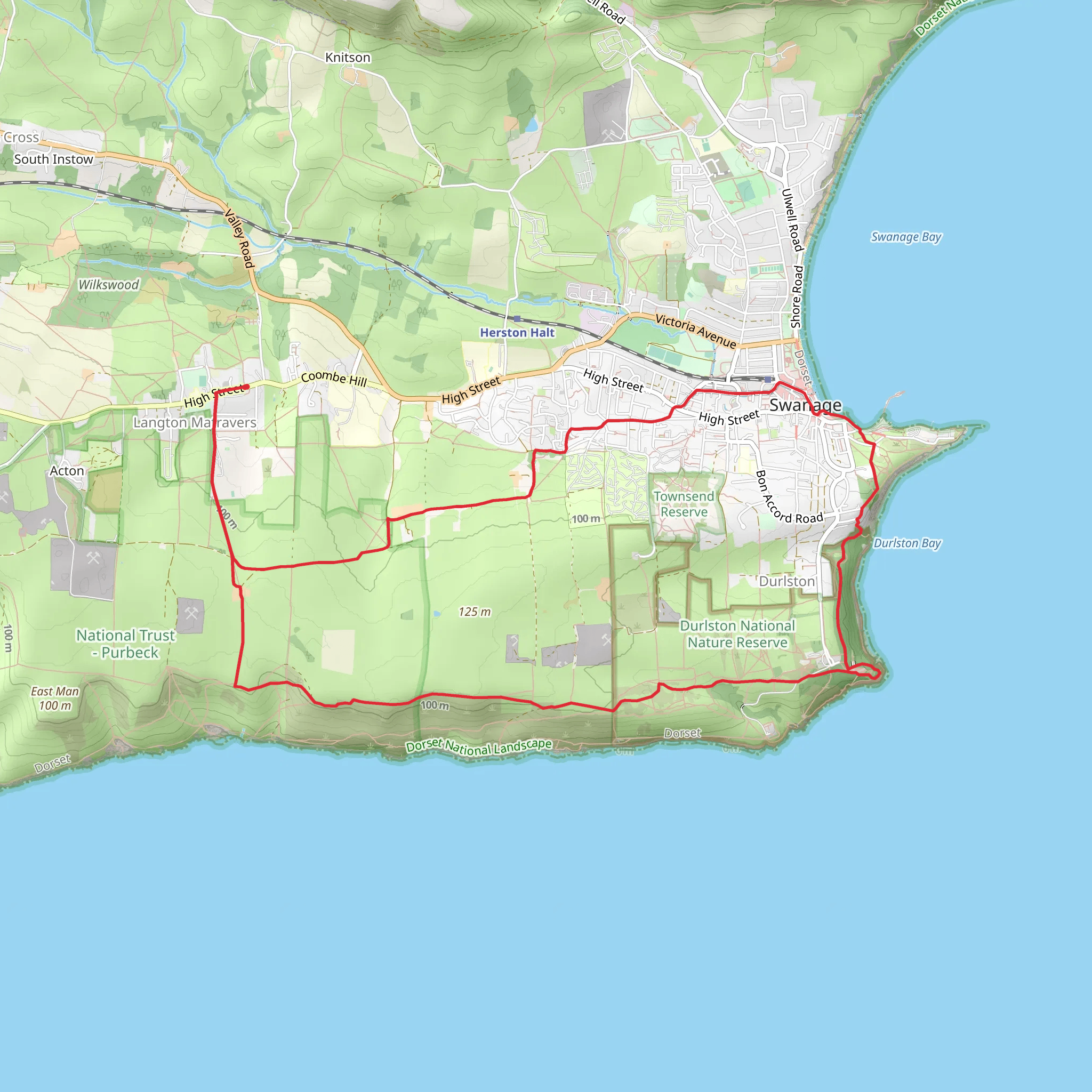 Durlston NNR Loop mobile static map