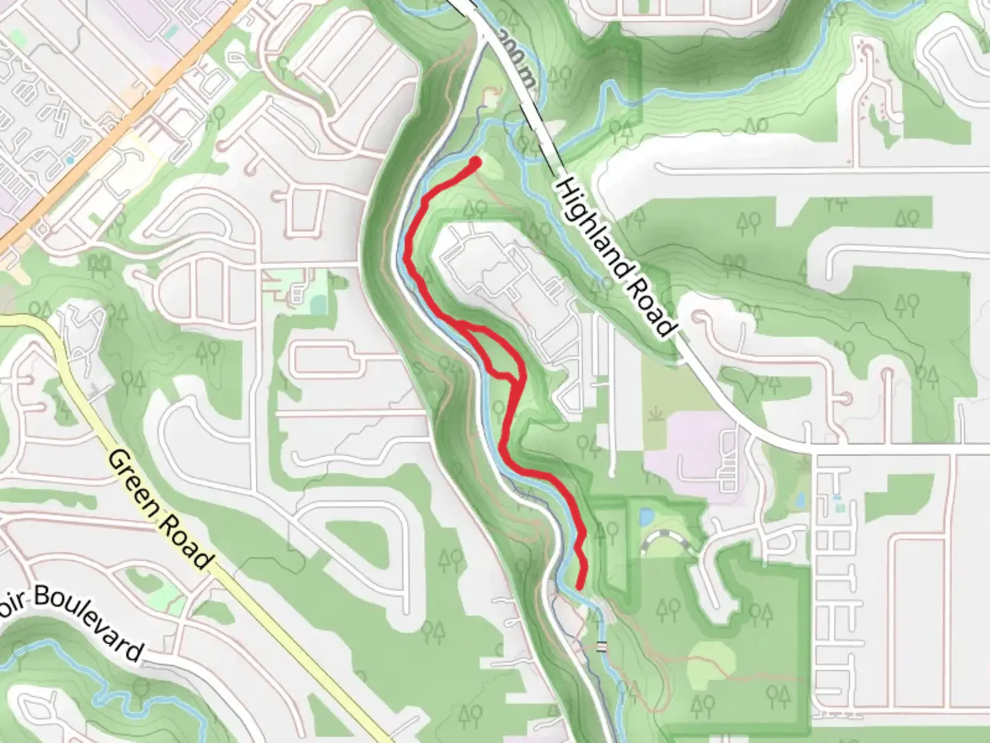 An image depicting the trail Euclid Creek and Upper Highland Loop Trail and its surrounding area.