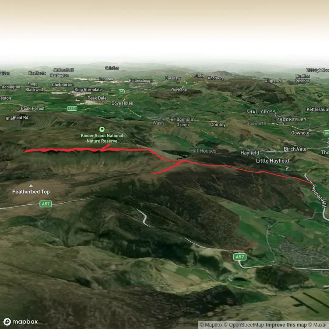 An image depicting the trail Mill Hill, Moss Castle, The Edge and Fairbrook Naze and its surrounding area.