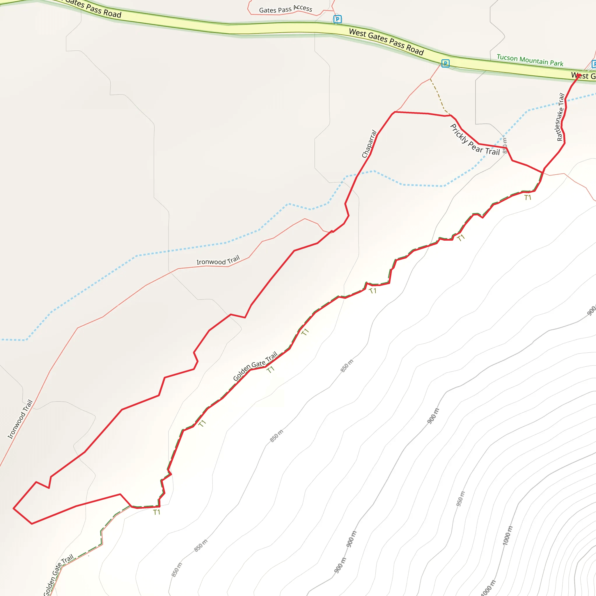 Golden Gate Trail and Ironwood Trail Loop mobile static map
