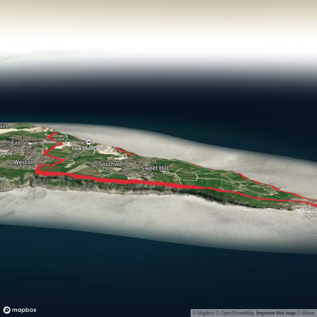An image depicting the trail Hike around Portland via Portland Bill and Wallsend Cove and its surrounding area.