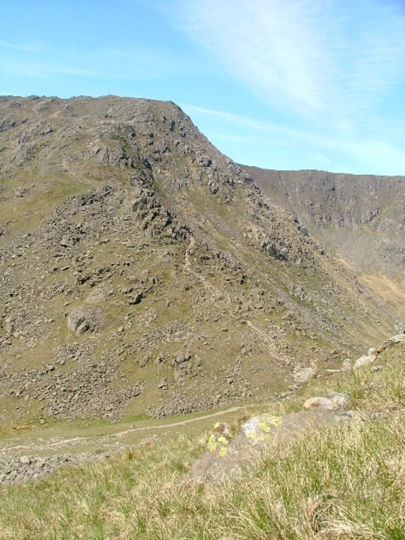 An image depicting the trail Seathwaite Tarn, Great Carrs, Swirl How and Old Man of Coniston Loop and its surrounding area.