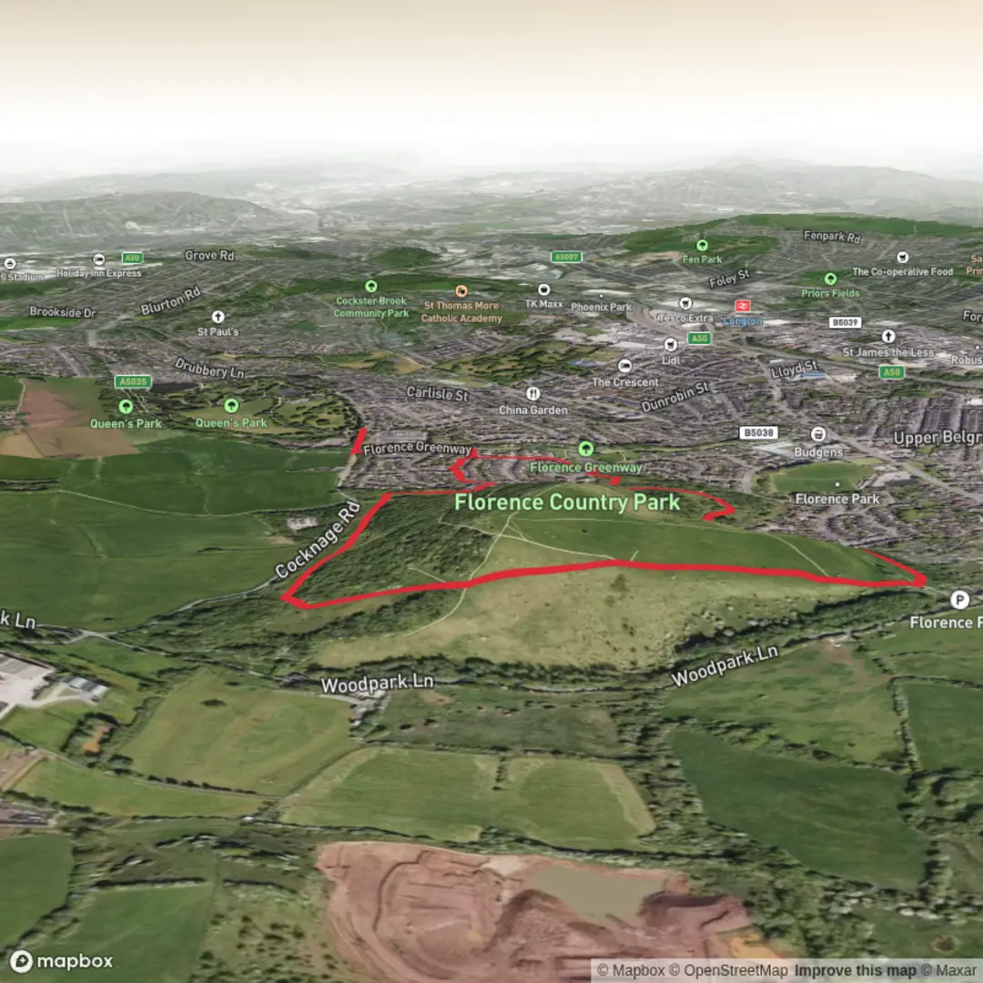 An image depicting the trail Florence Greenway Loop and its surrounding area.