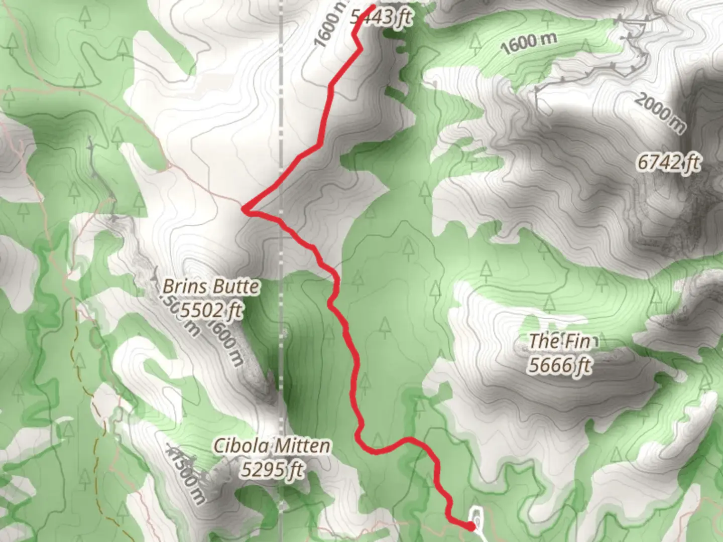 An image depicting the trail Brins Mesa Trail and its surrounding area.