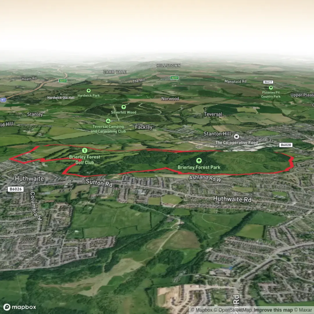 An image depicting the trail Brierley park loop and its surrounding area.