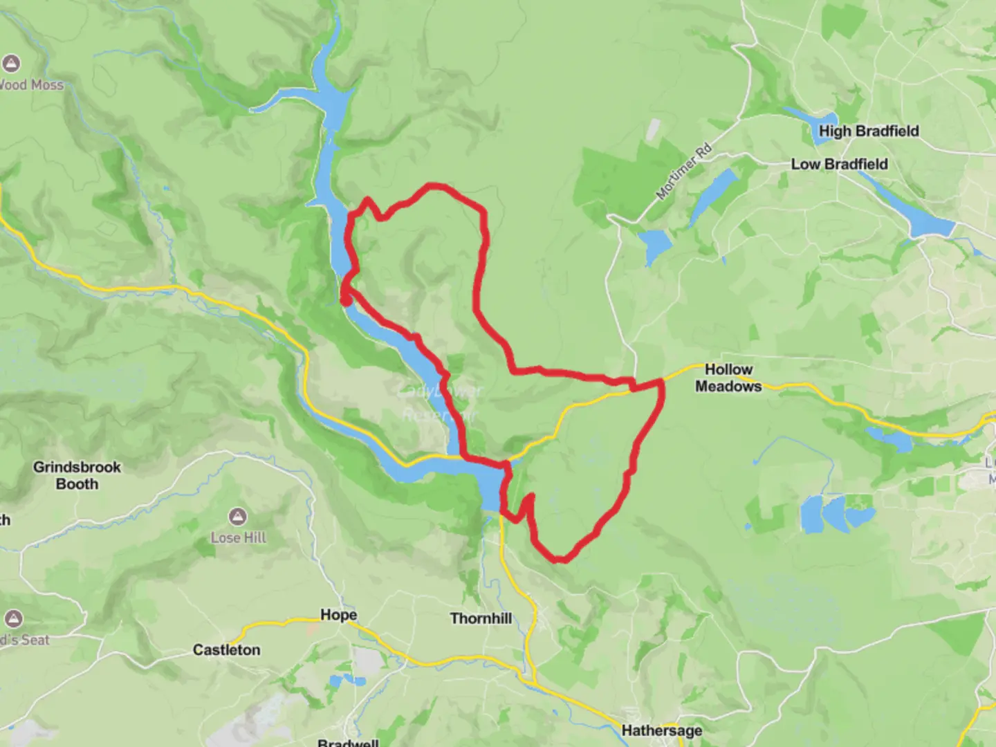 An image depicting the trail Derwent Dam to Bamford Edge Loop and its surrounding area.