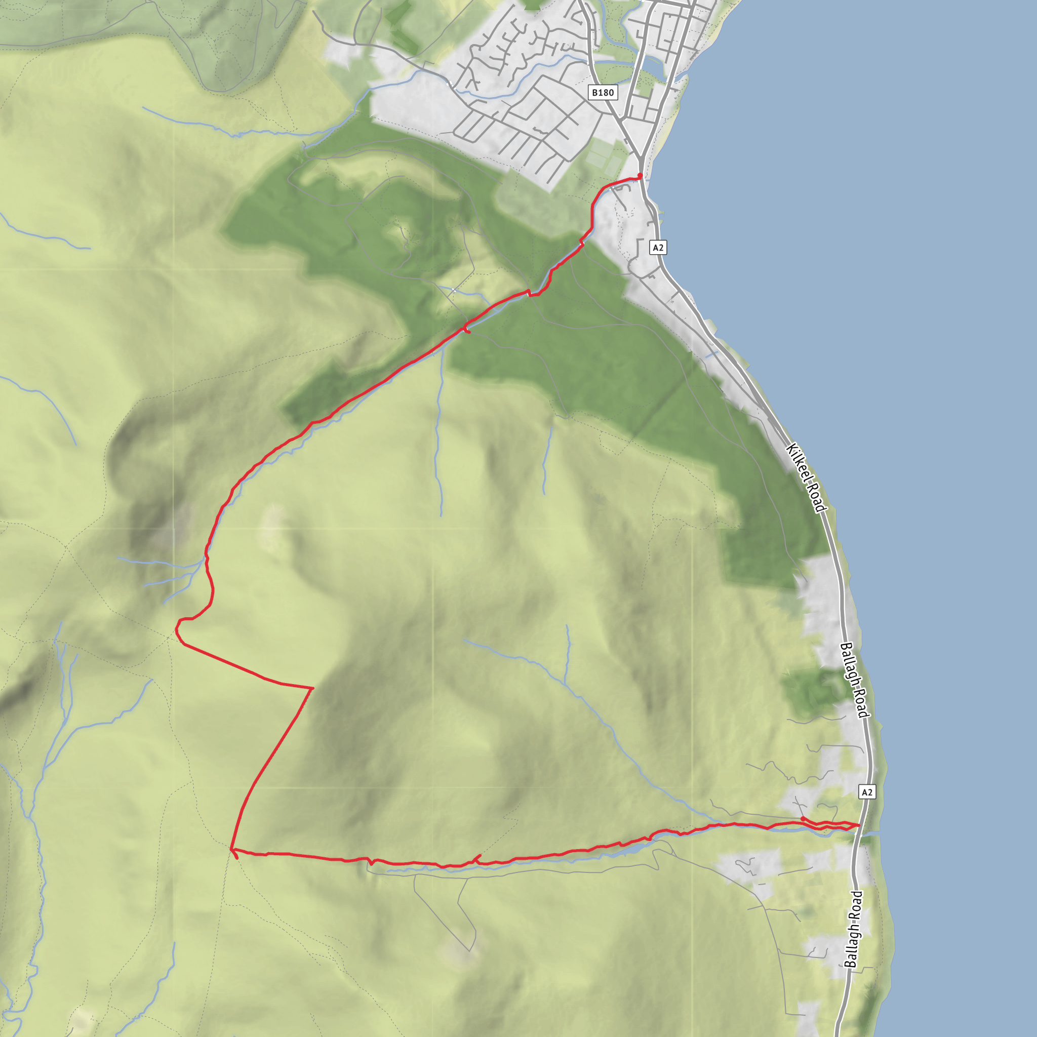 Hike from Newry, Mourne, Slieve Donard to Bloody Bridge mobile static map