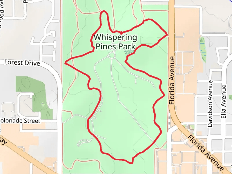 Whispering Pines Park Green and Yellow Loop Trail