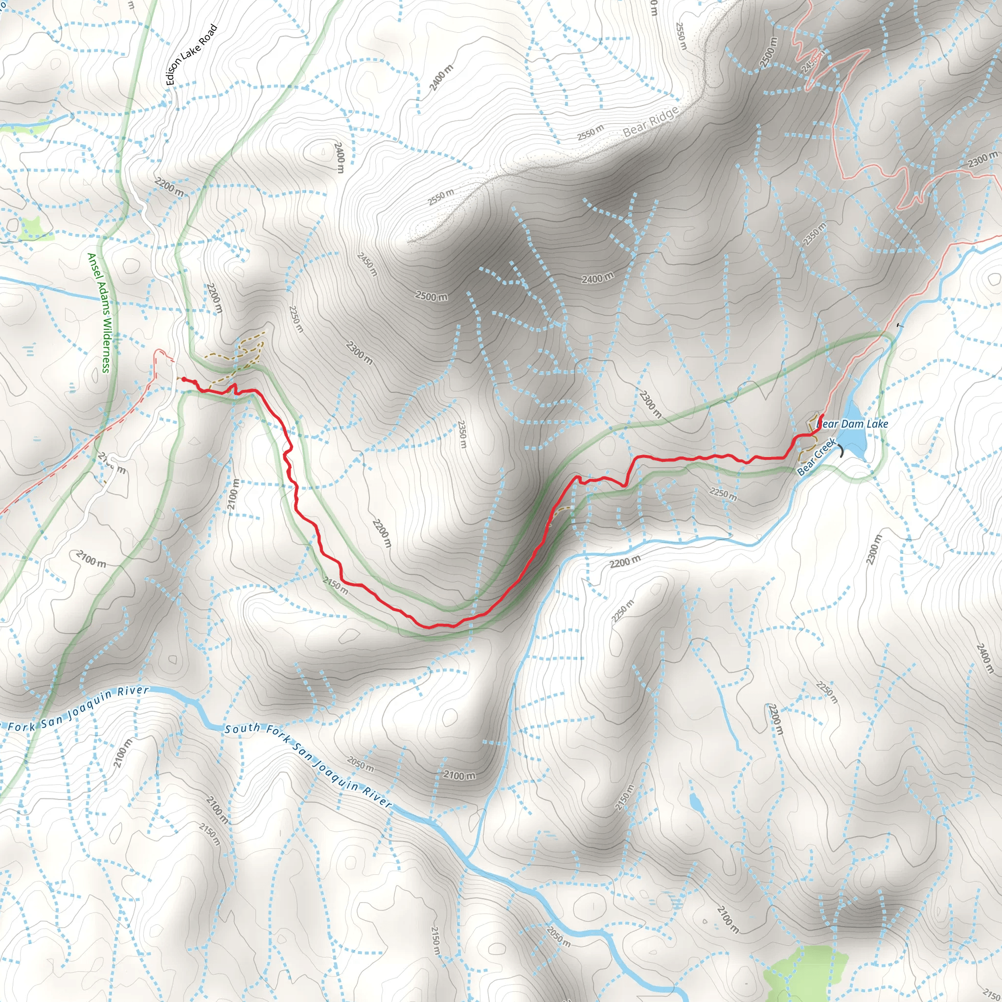 Bear Dam Lake via Bear Diversion Road mobile static map