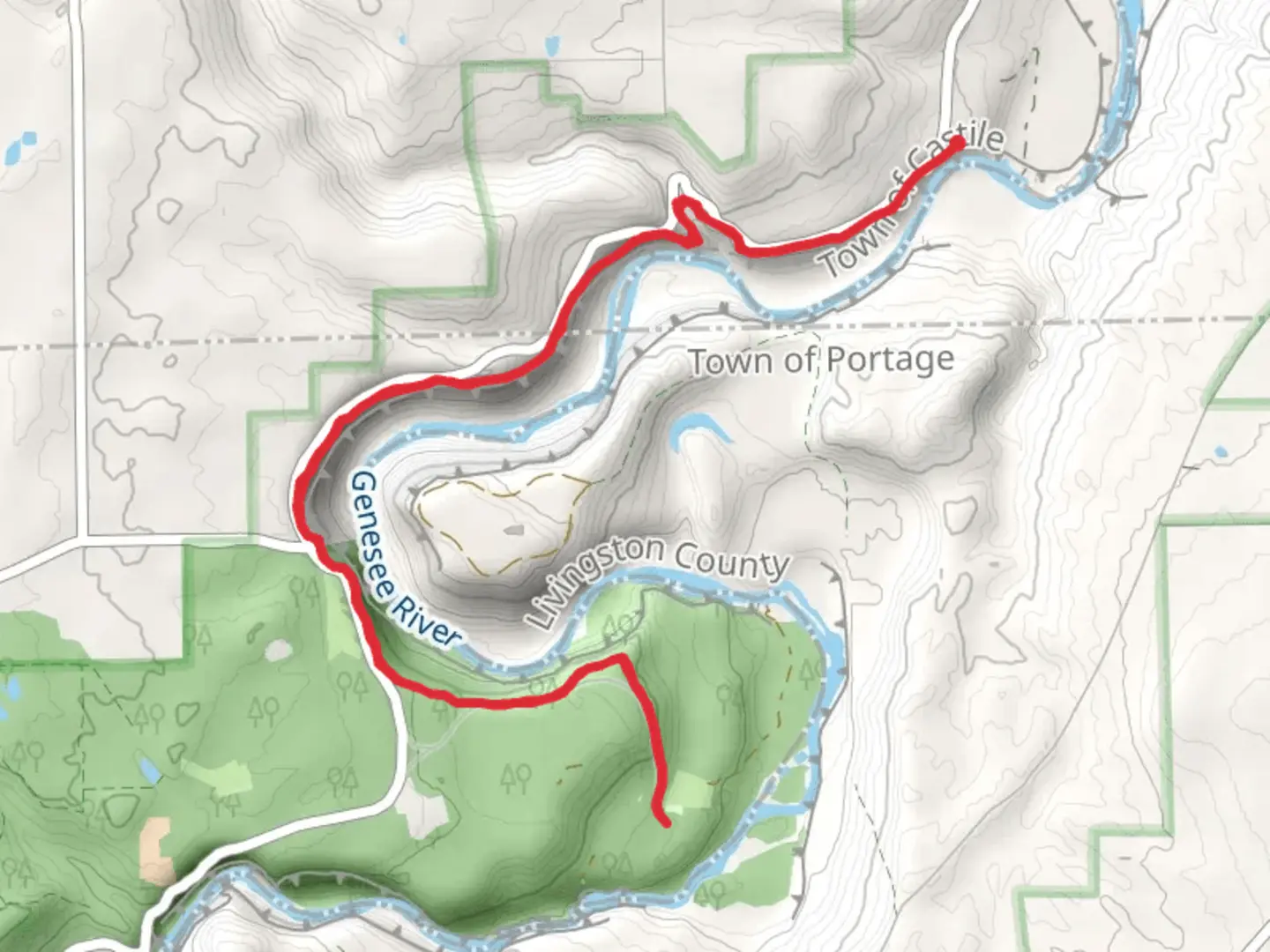 An image depicting the trail Walk along Genesee River from Park Road and its surrounding area.