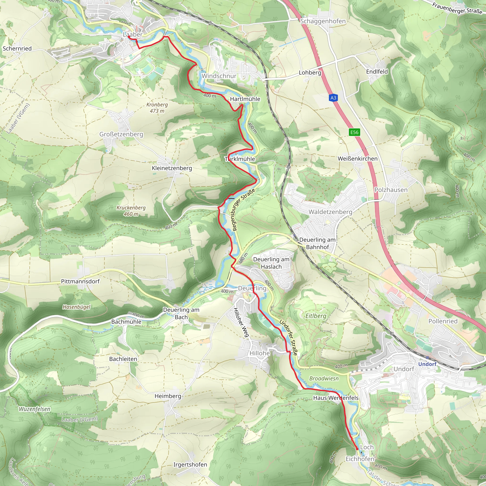 Loch to Laaber via Main Donau Weg mobile static map