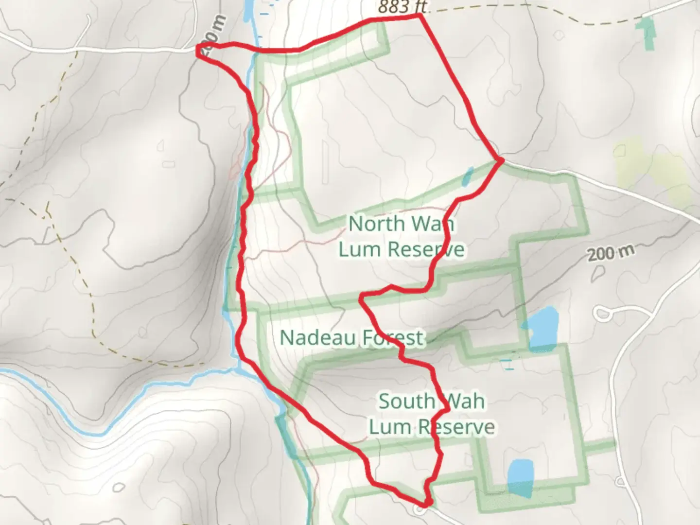 An image depicting the trail Purgatory Hill and Purgatory Brook Loop Trail and its surrounding area.