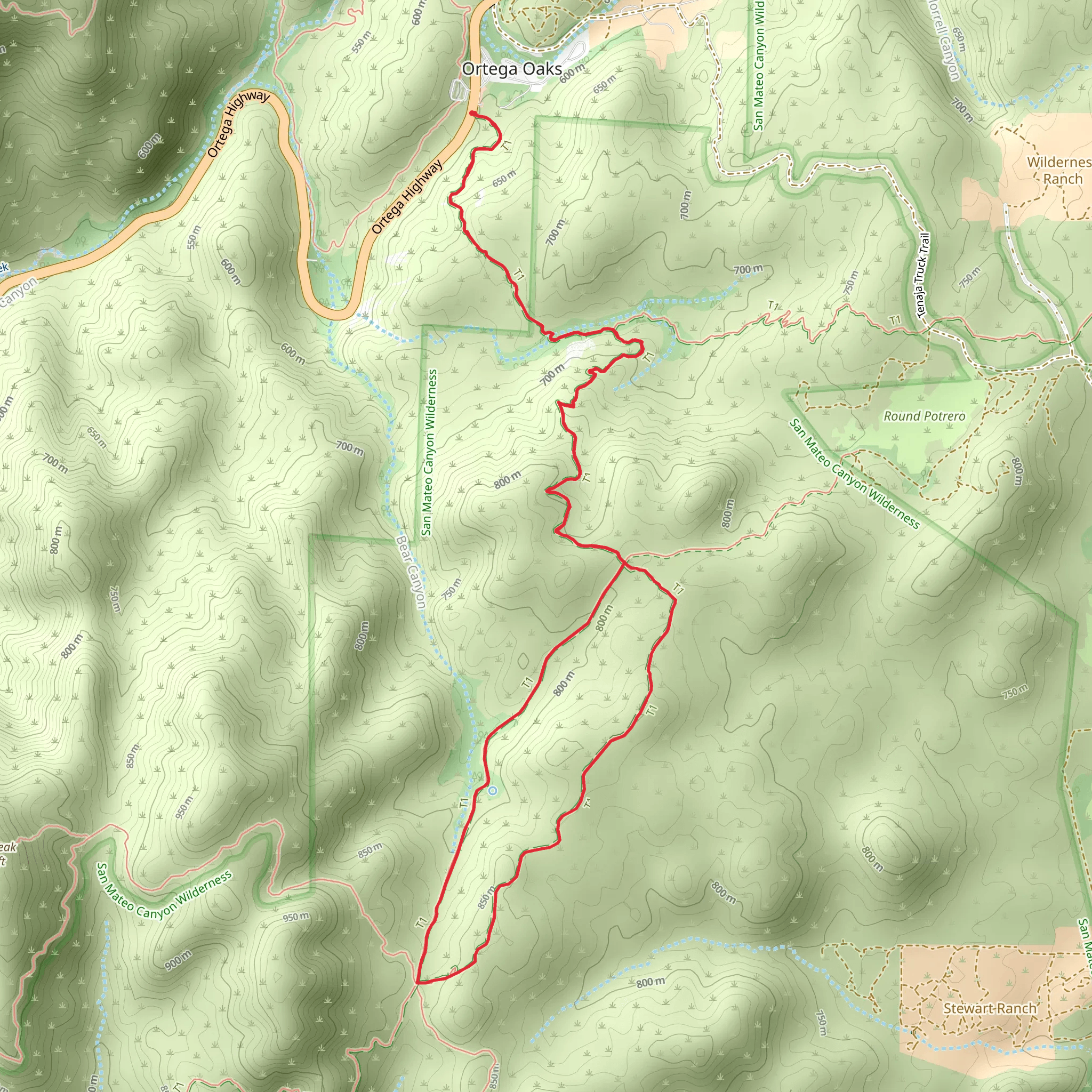 Bear Canyon Loop Trail to Pigeon Spring mobile static map