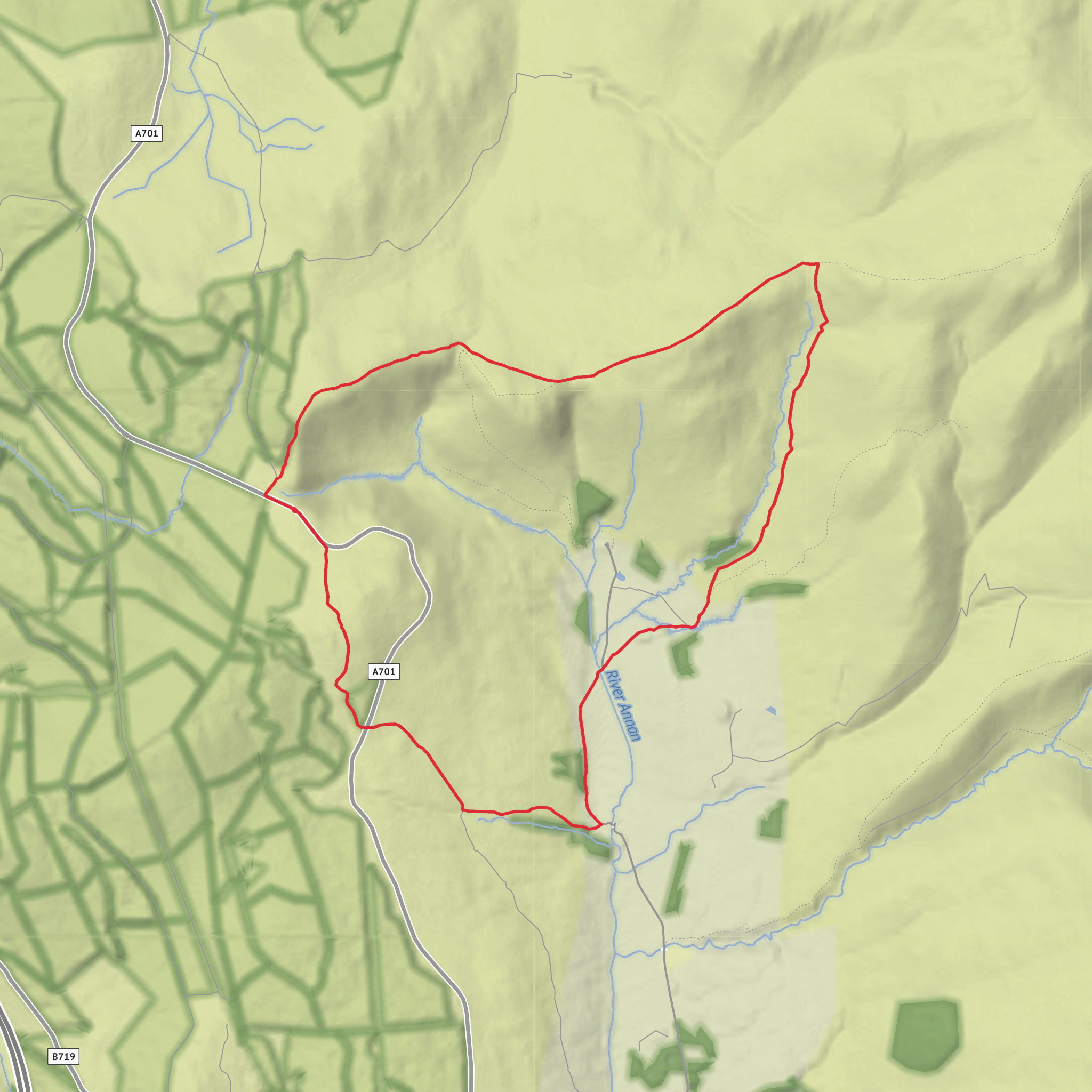 Annanhead Hill, Great Hill and Tweed Hope Loop mobile static map