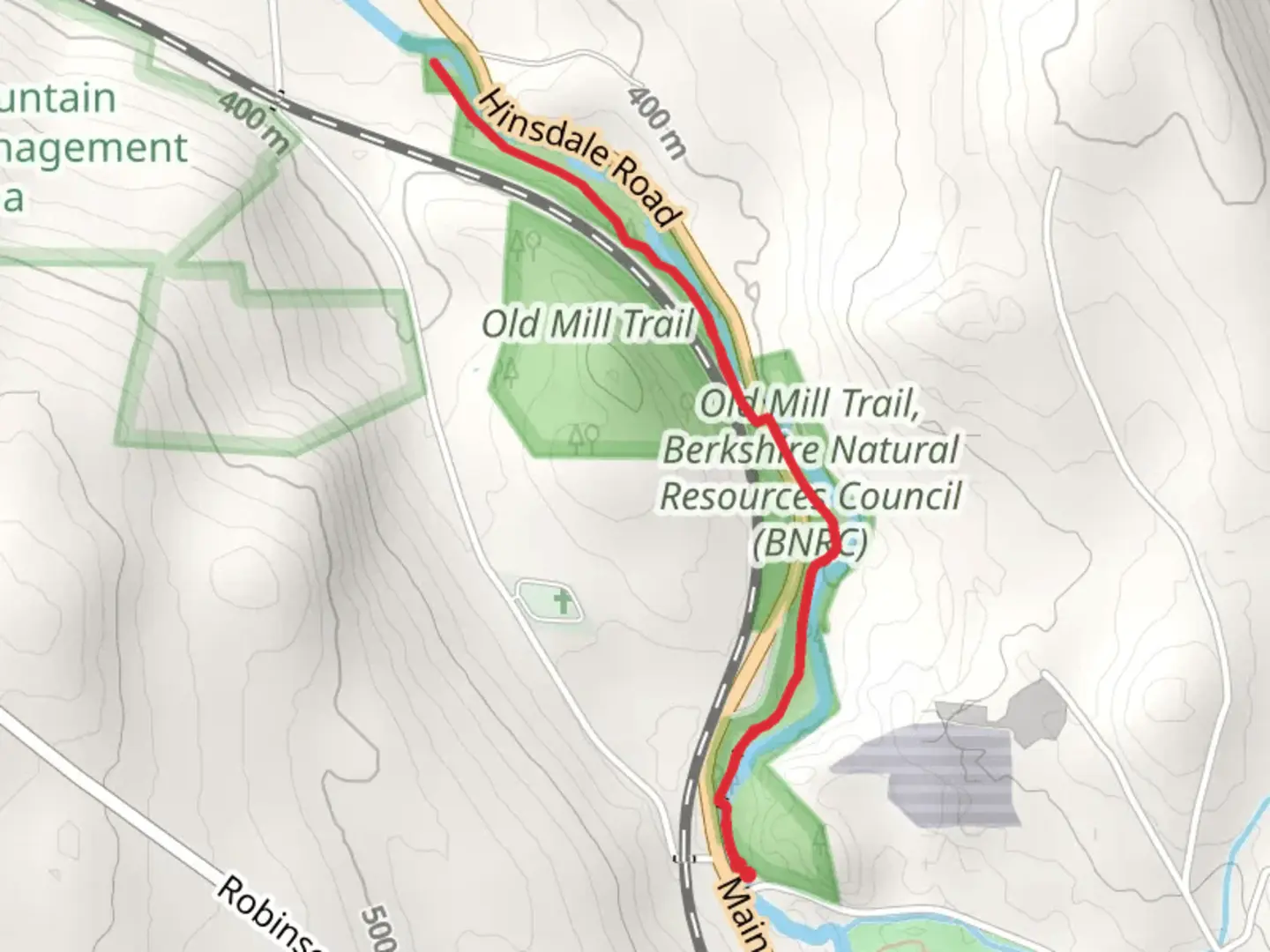 An image depicting the trail Old Mill Trail Out and Back and its surrounding area.