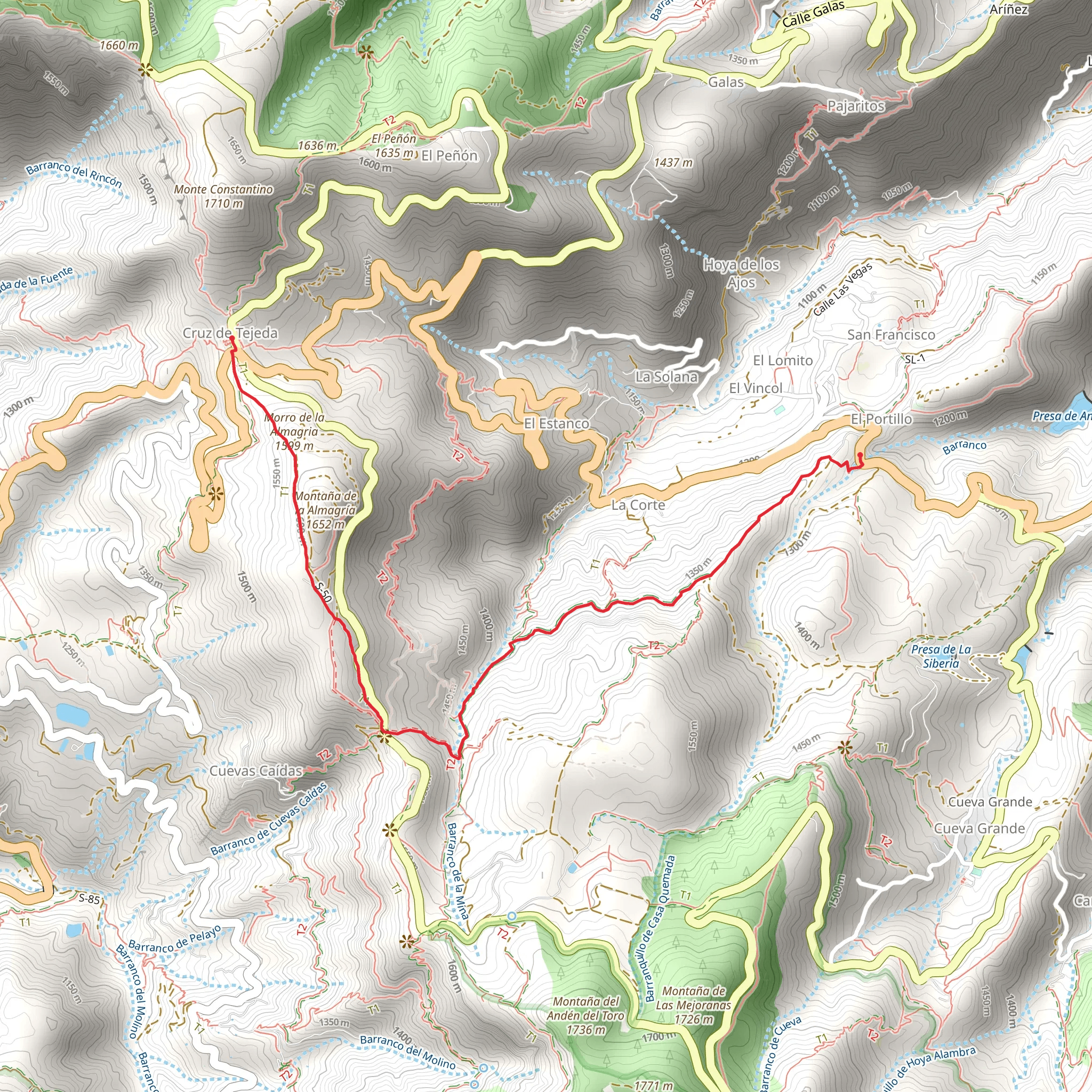 Hike from Tejeda mobile static map