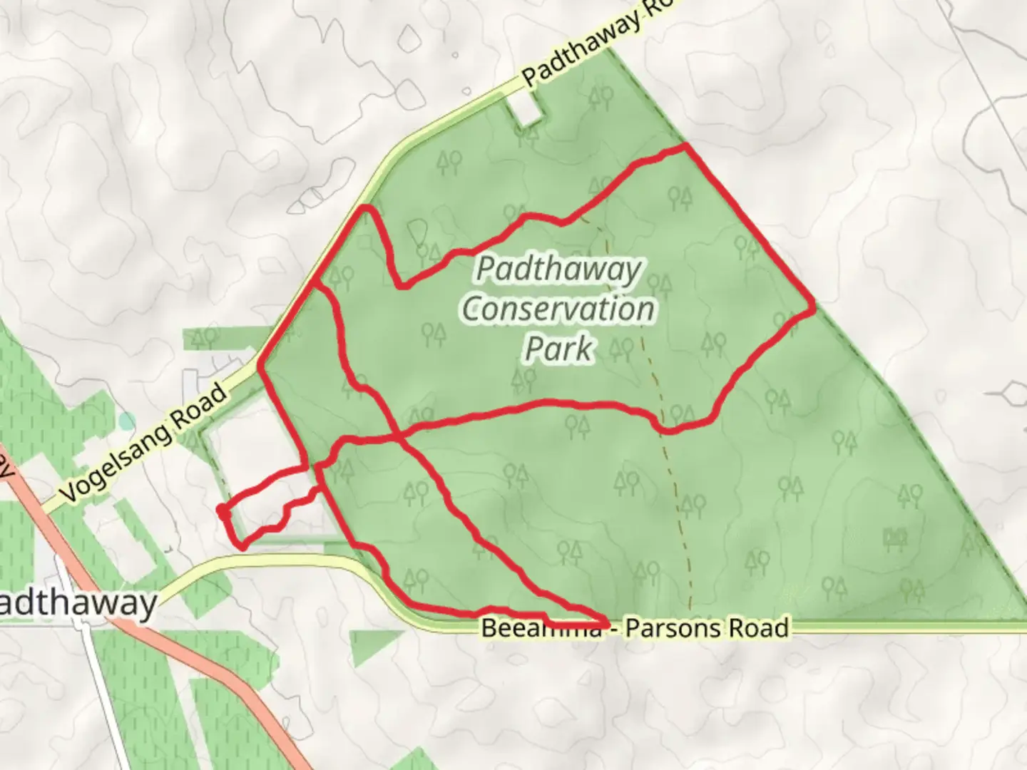 An image depicting the trail Extended Loop of Padthaway Conservation Park and its surrounding area.