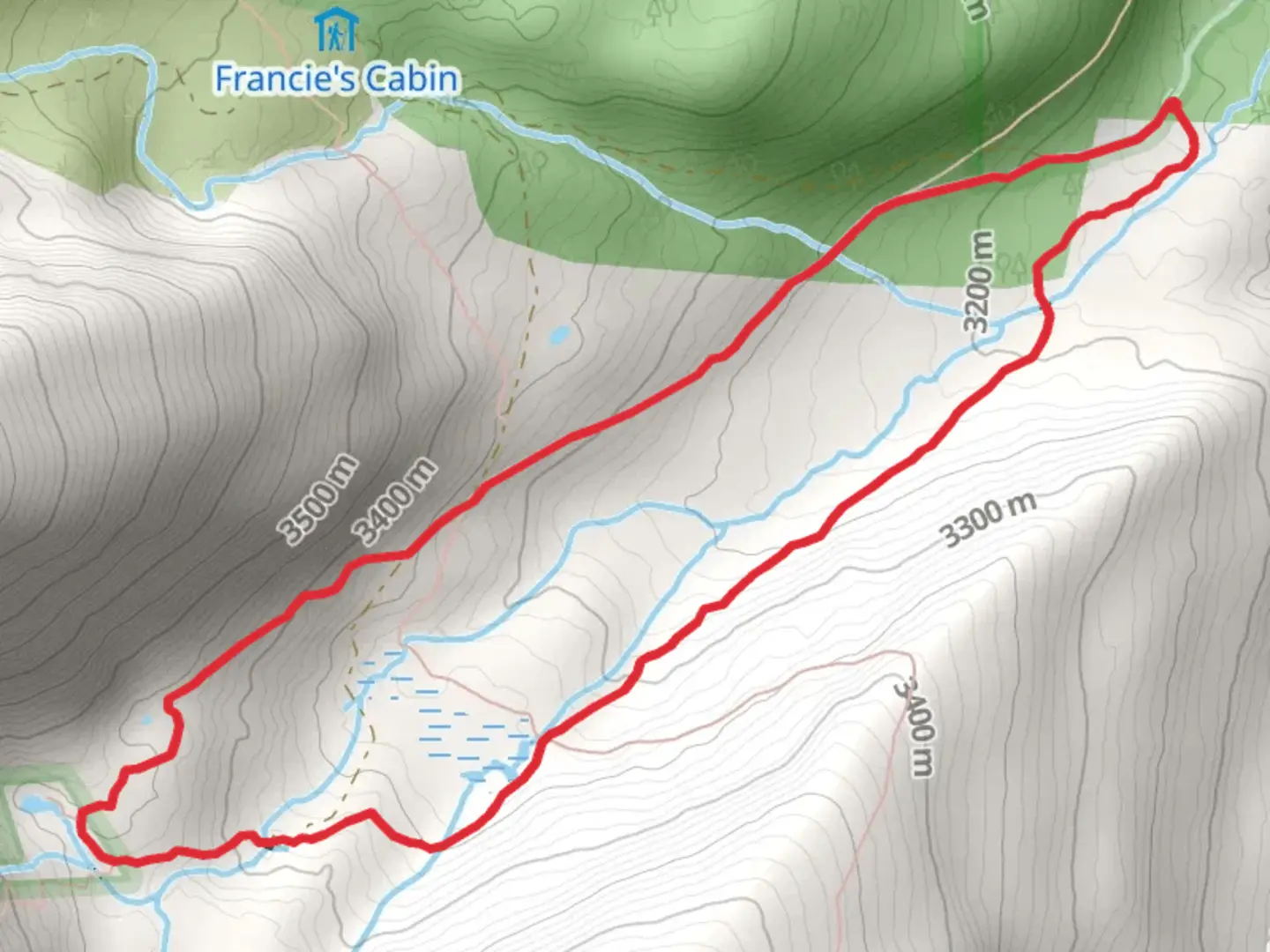 An image depicting the trail Spruce Creek Loop and its surrounding area.