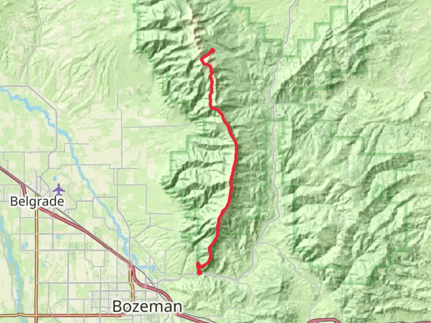 An image depicting the trail Baldy Mountain, Bridger Peak, Saddle Peak, Naya Nuki, Sacagawea Peak and Fairy Lake Access Trail and its surrounding area.
