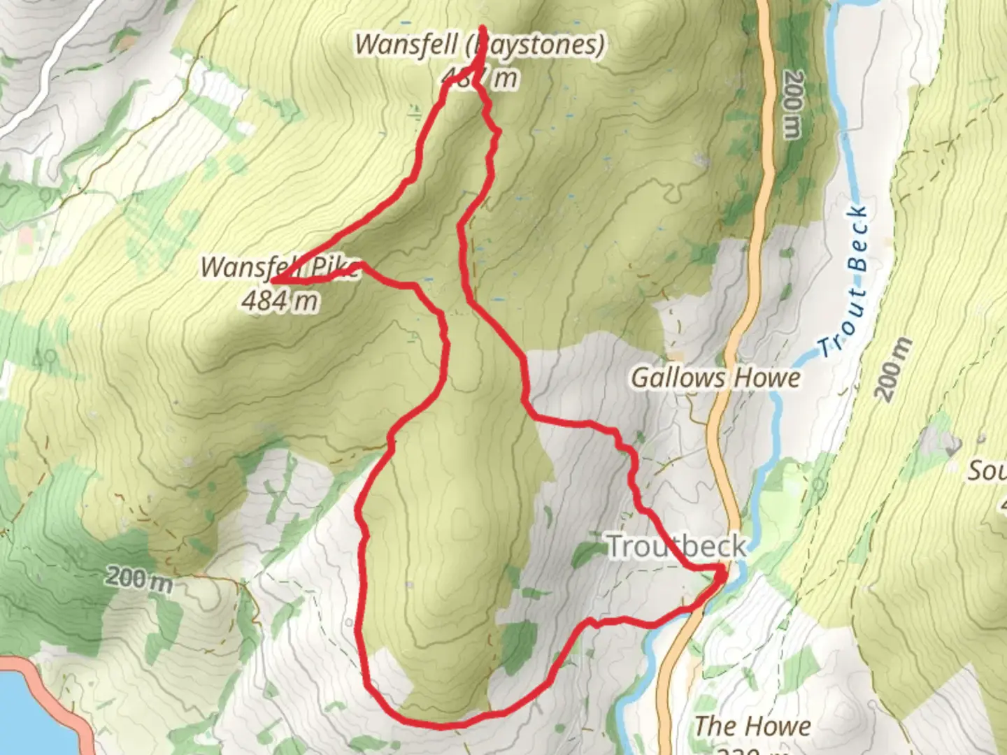 An image depicting the trail WansfellBaystones and its surrounding area.