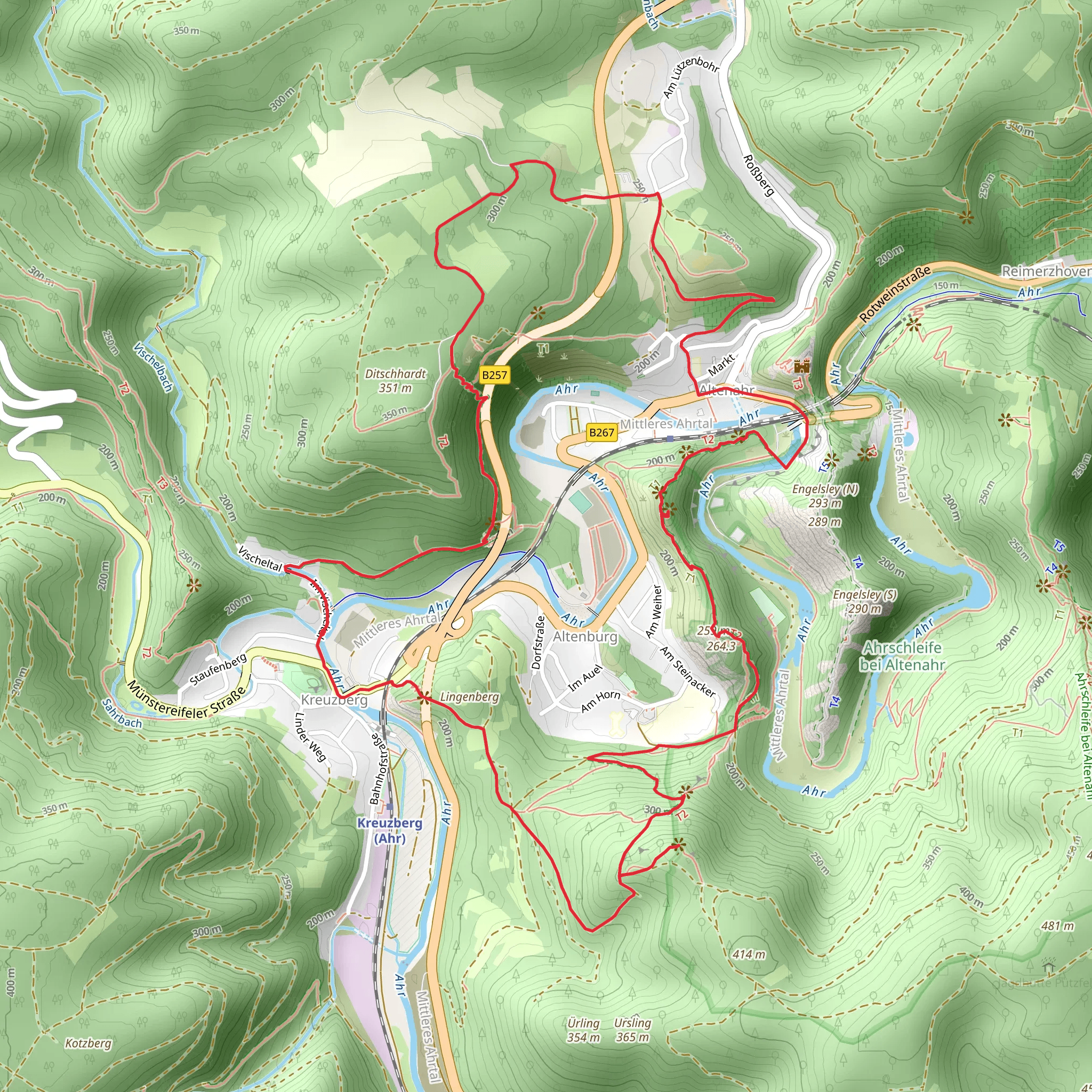 Altenahr, Rattenberg and Hornberg Loop via Altenahr Rundweg 4 mobile static map