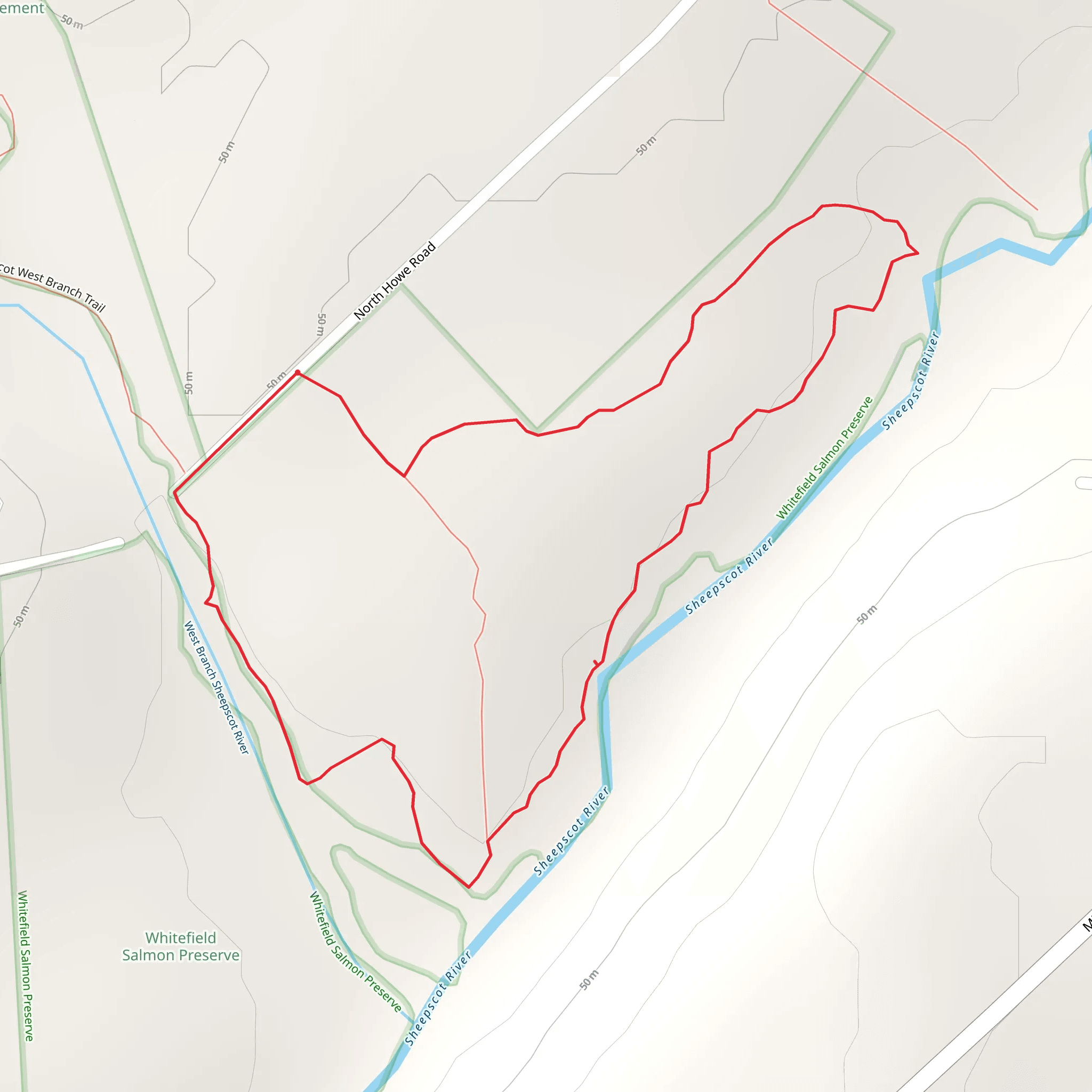 Loop along Sheepscot River mobile static map