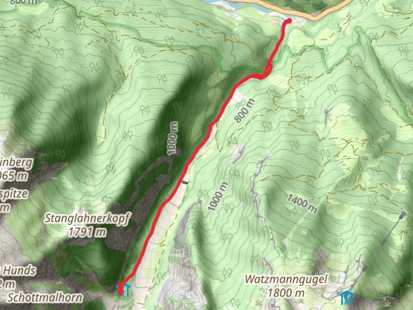 An image depicting the trail Wimbachklamm and AV Weg and its surrounding area.