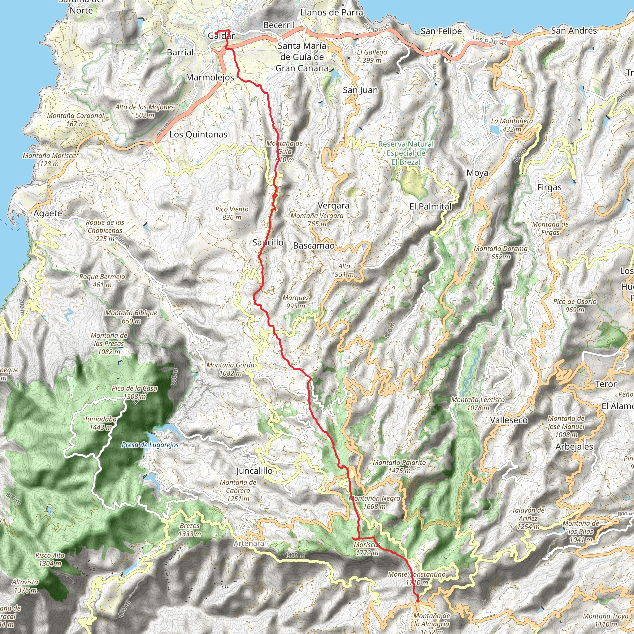 Hike from Cruz de Tejeda mobile static map