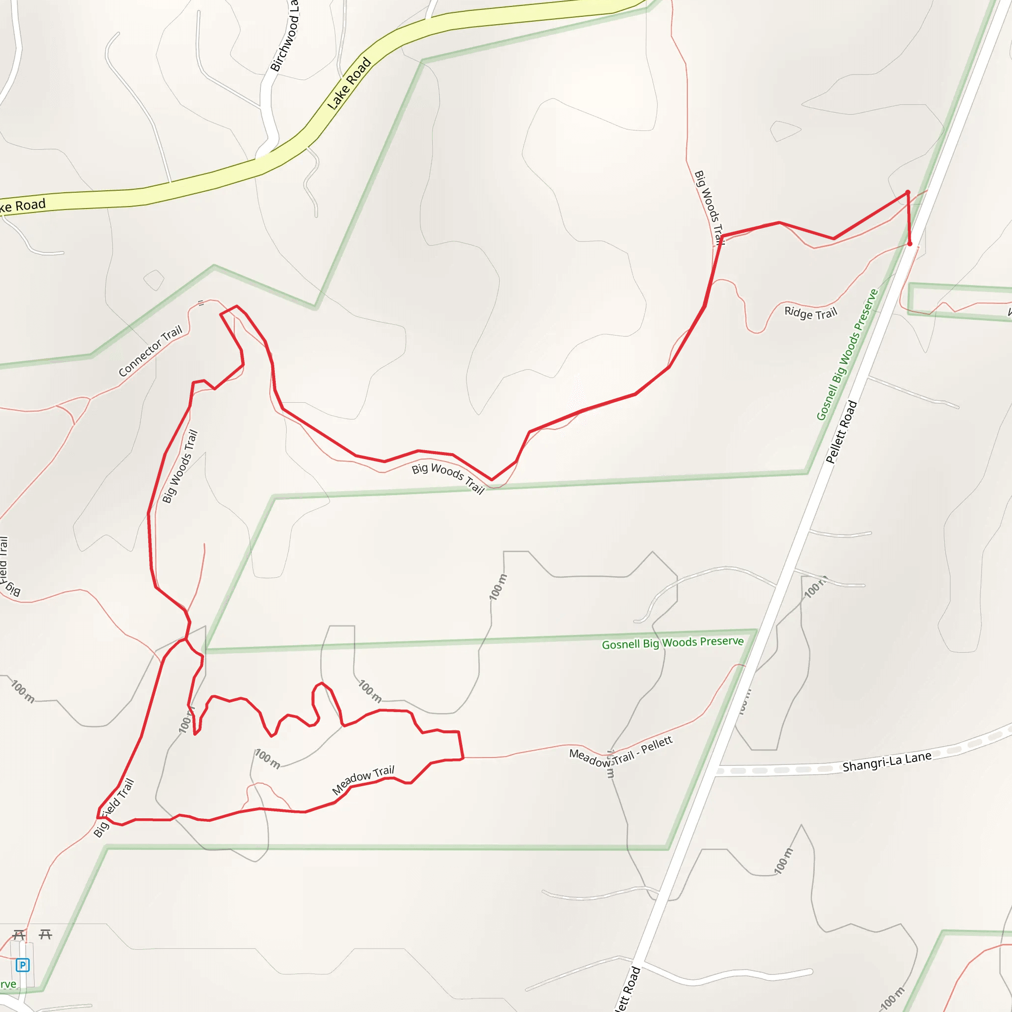 Meadow Trail and Big Wood Trail mobile static map