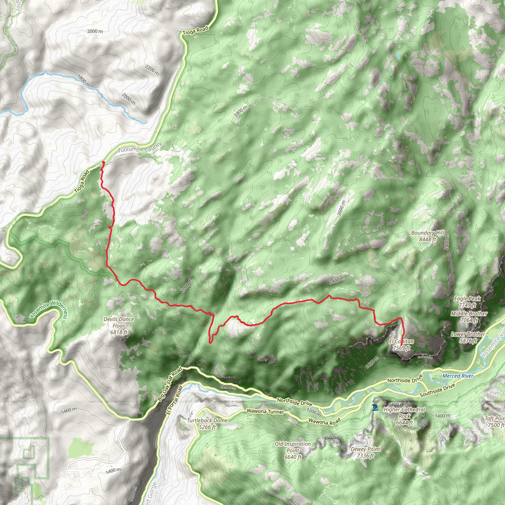 El Capitan from Tioga Pass Road mobile static map