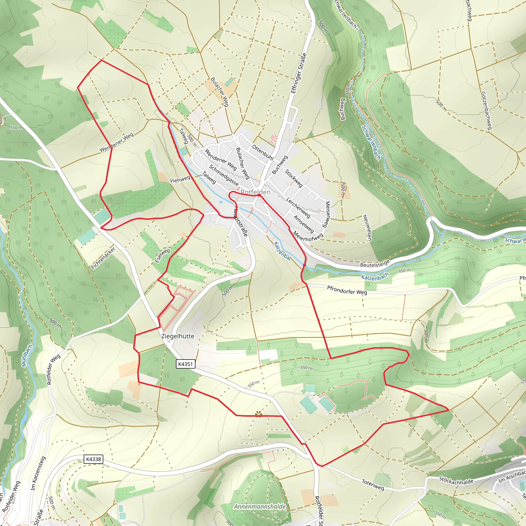 Buchhalde - Rotfelden Kirche and Oberes Tal mobile static map
