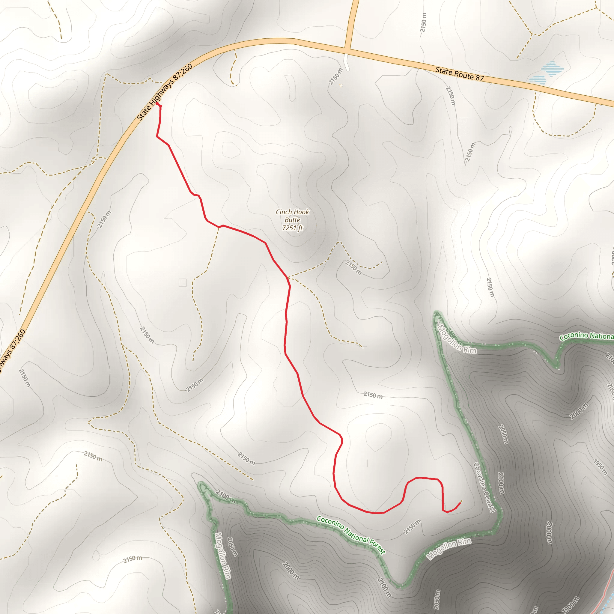 Cinch Hook Butte Out and Back mobile static map