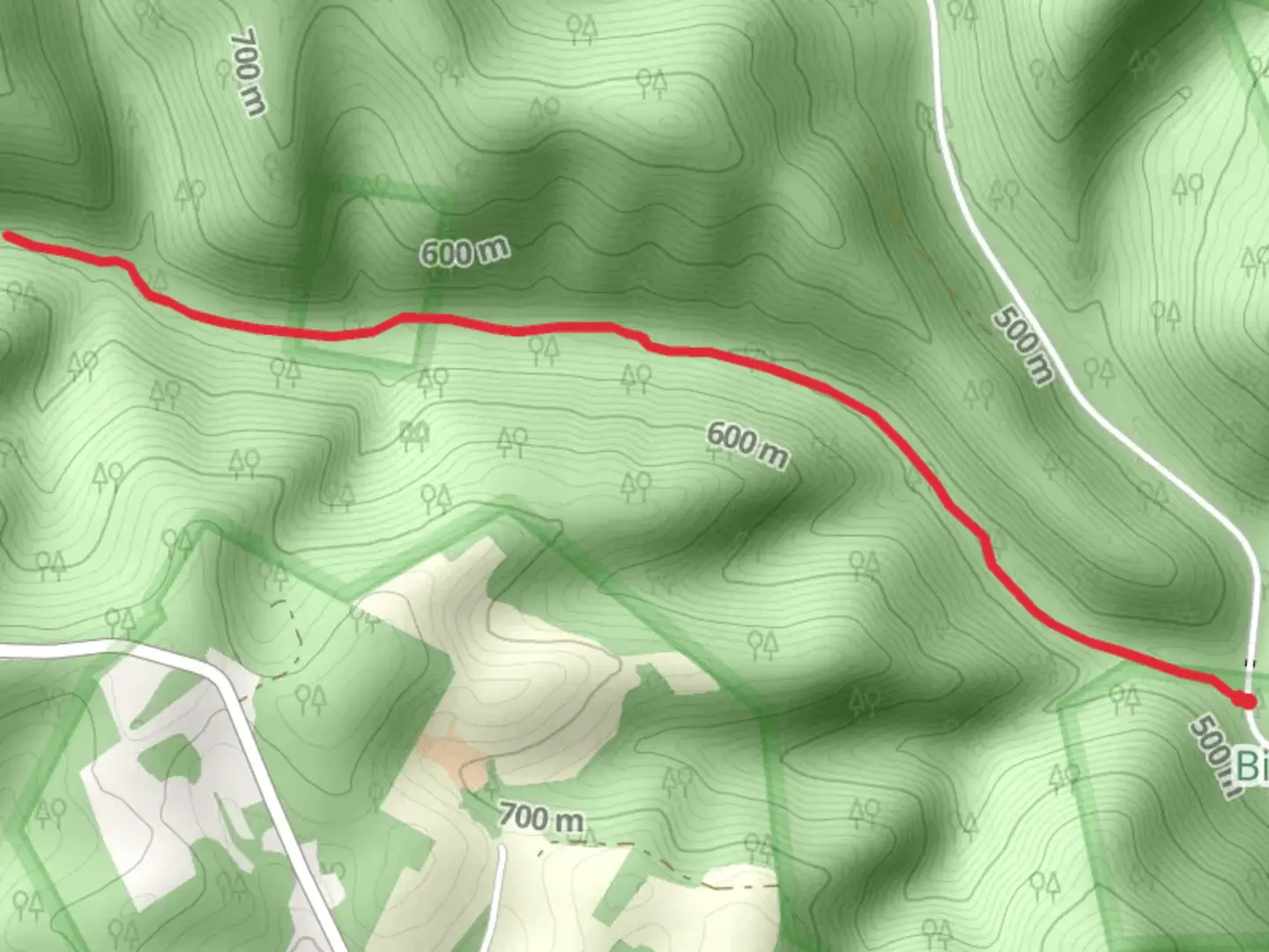An image depicting the trail Monroe Run Hiking Trail - Short and its surrounding area.