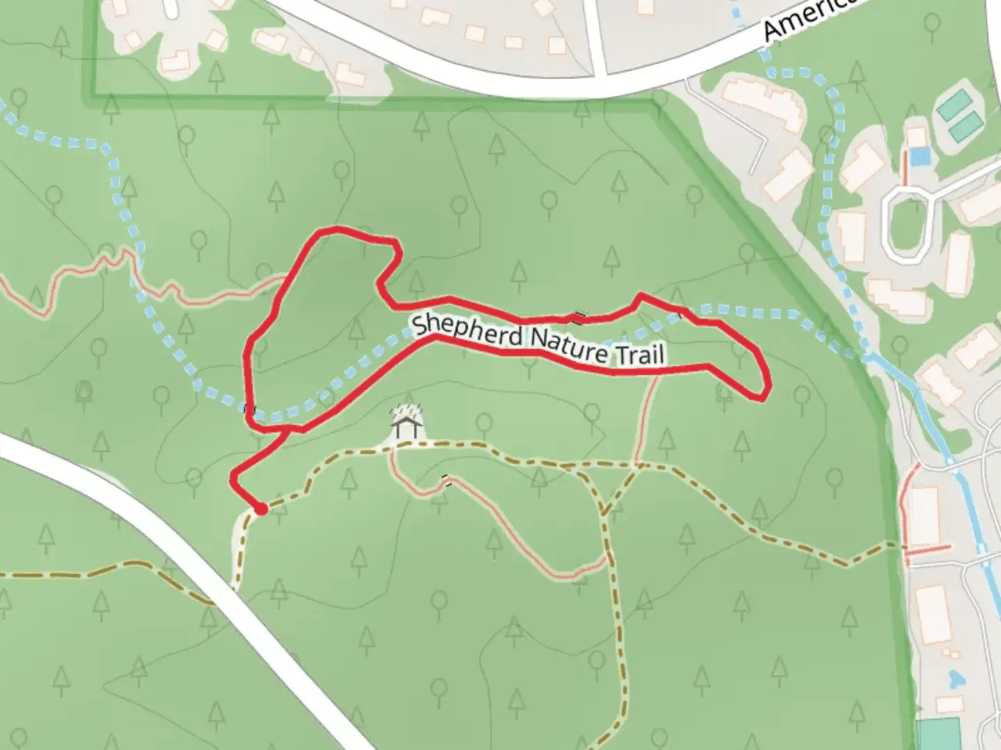 An image depicting the trail Shepherd Nature Loop Trail and its surrounding area.