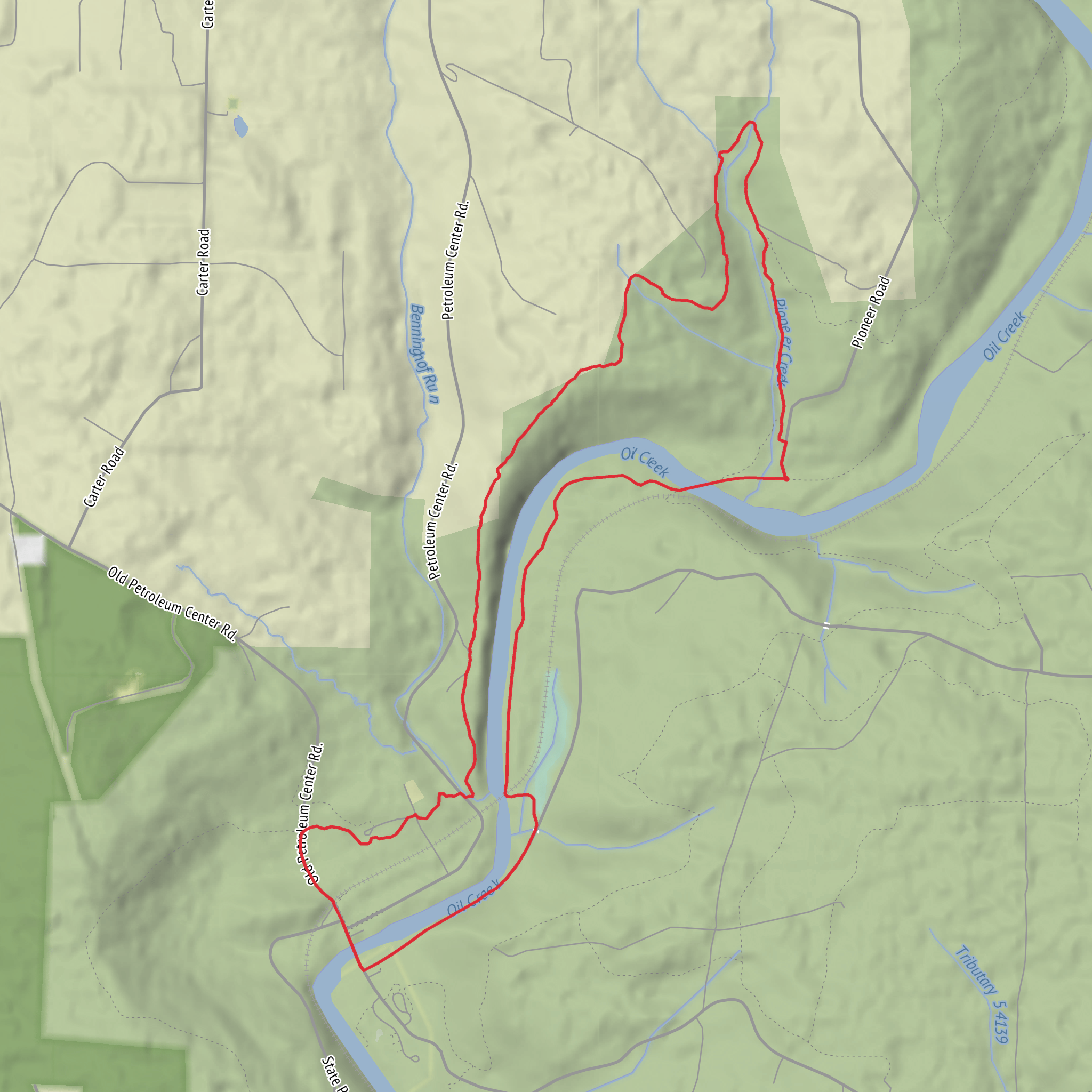 Oil Creek State Park Trail mobile static map