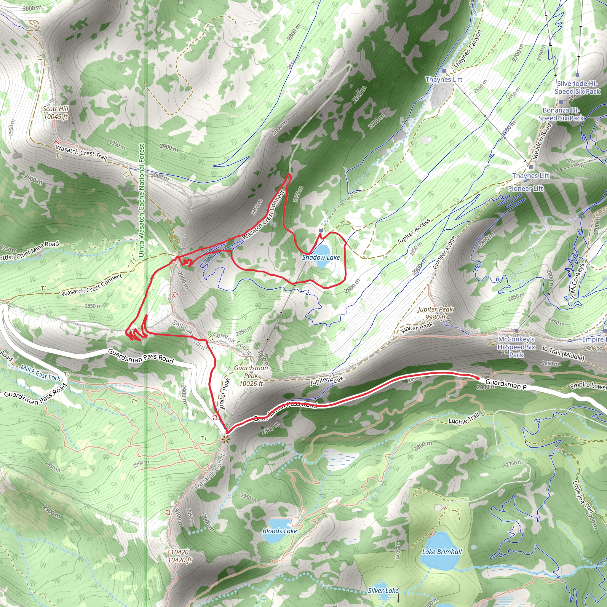 Scott's Bypass and Shadow Lake Loop mobile static map