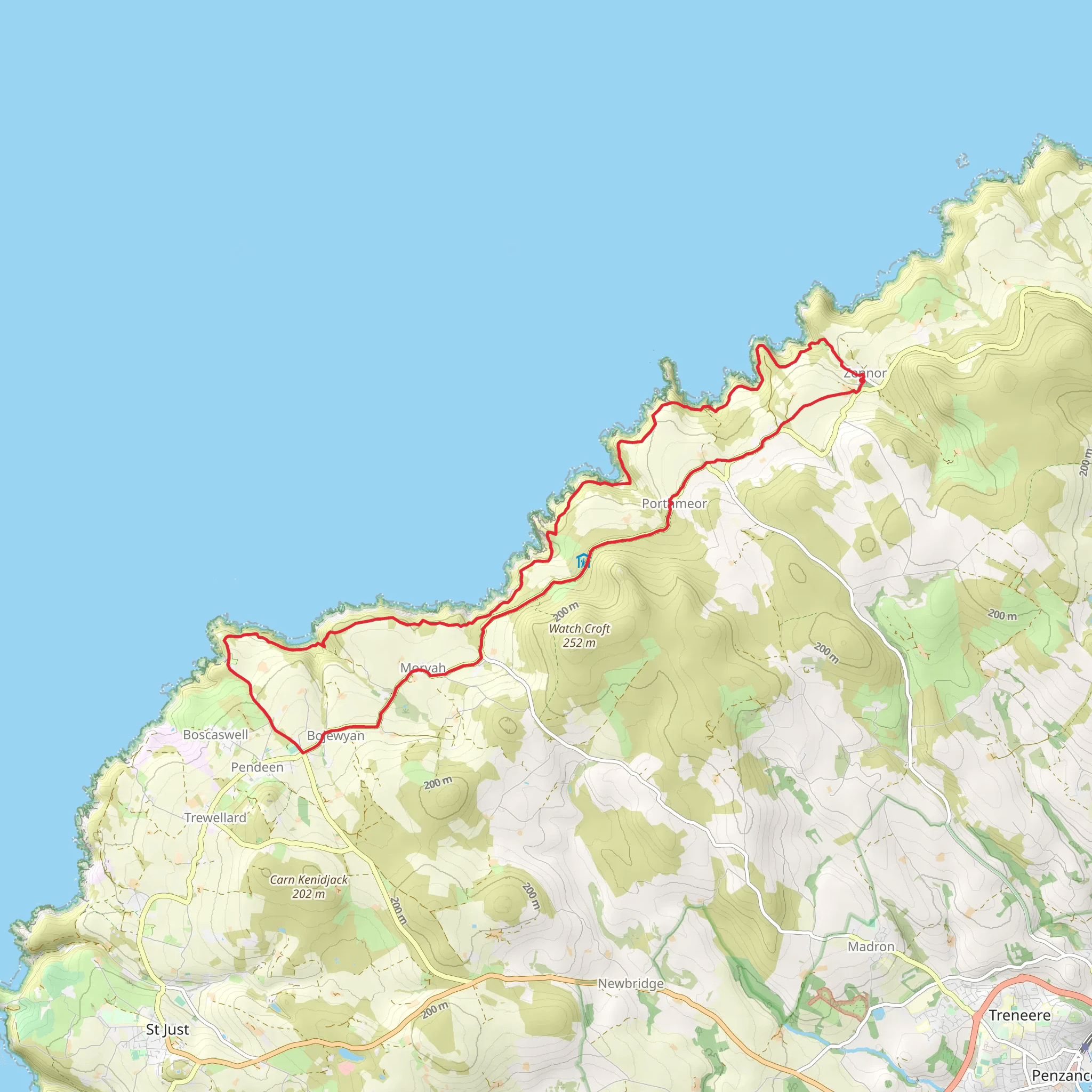 Zennor to Boscaswell Loop mobile static map