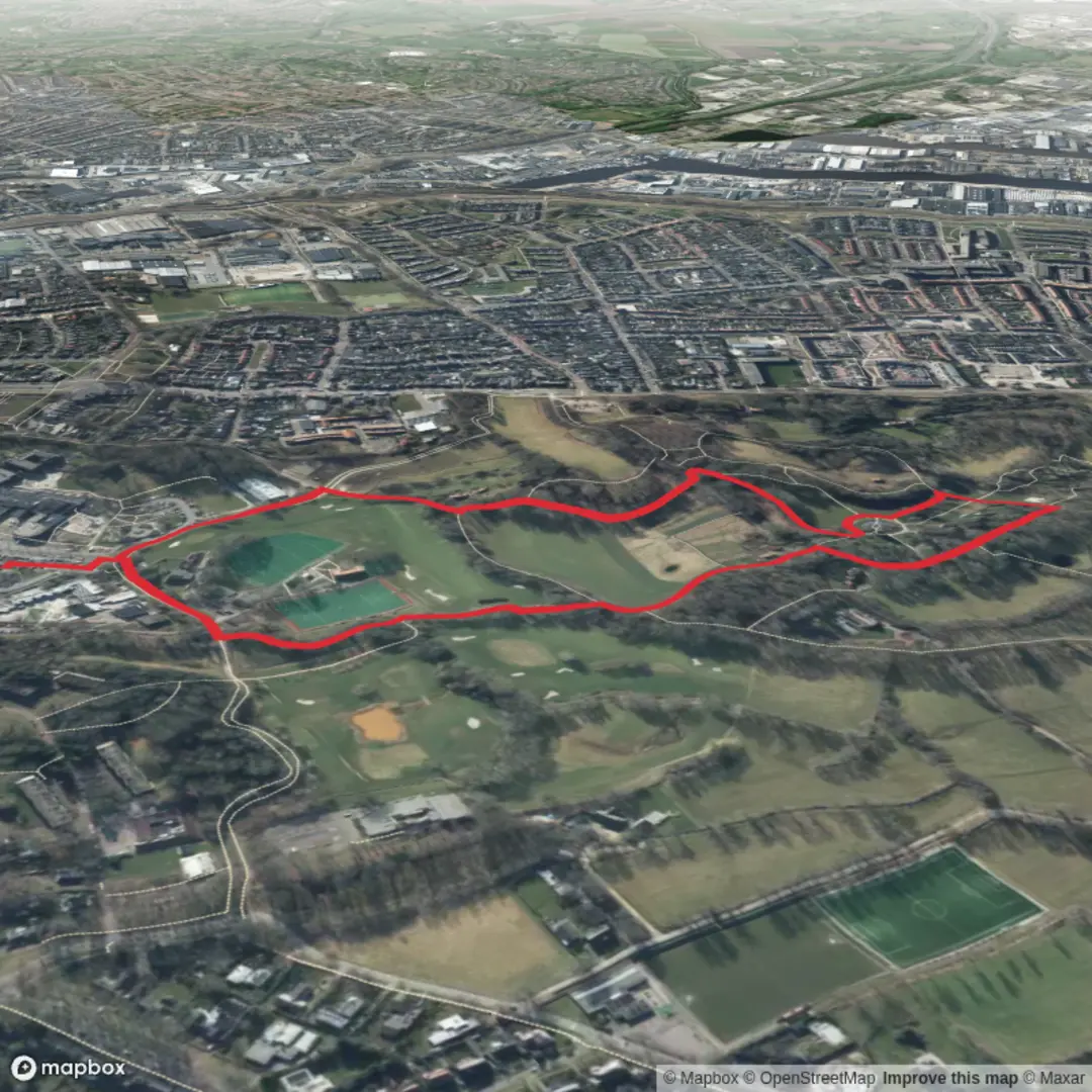 An image depicting the trail Heemtuin and Golfterrein Loop and its surrounding area.