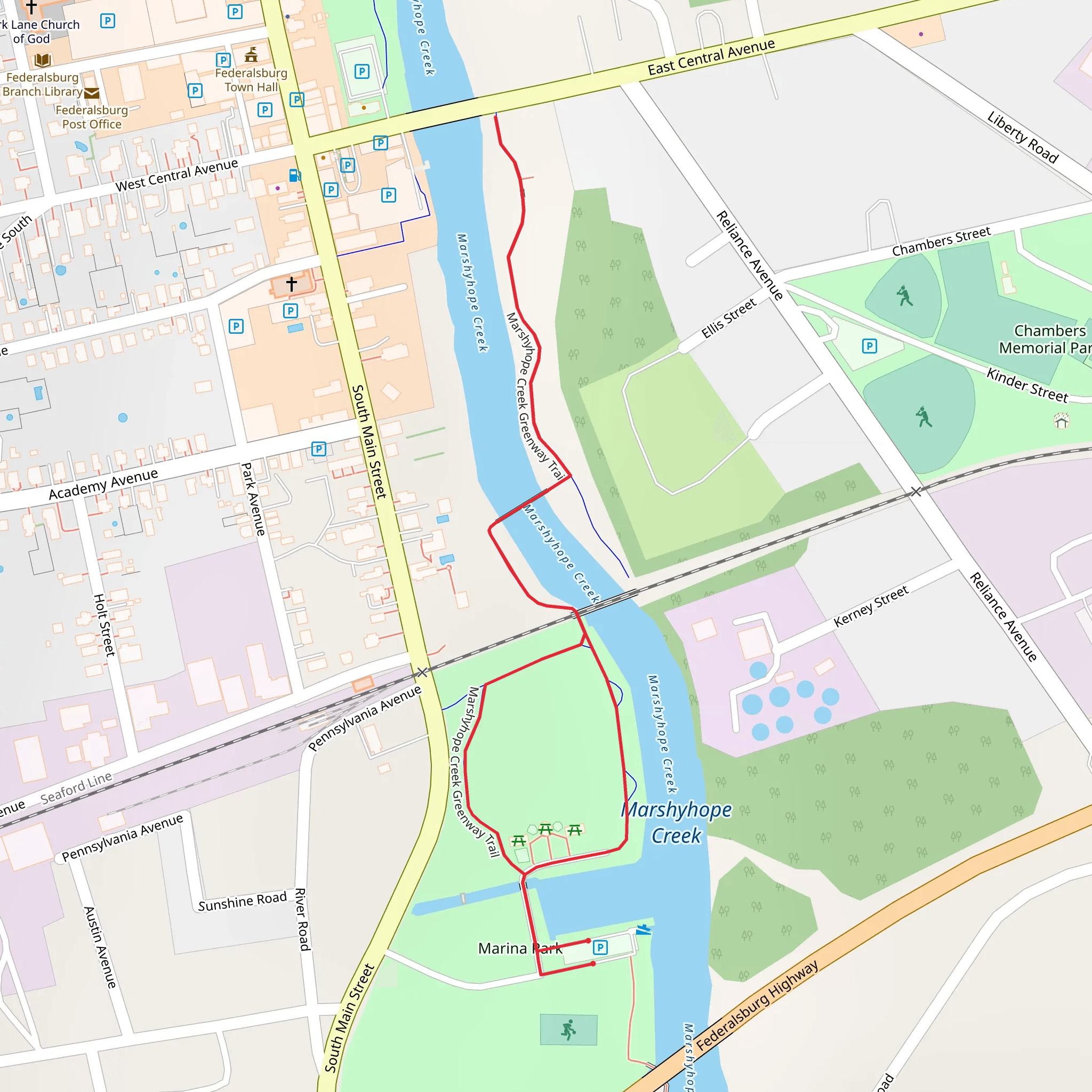 Marshyhope Creek Greenway Loop Trail - Marina Park mobile static map