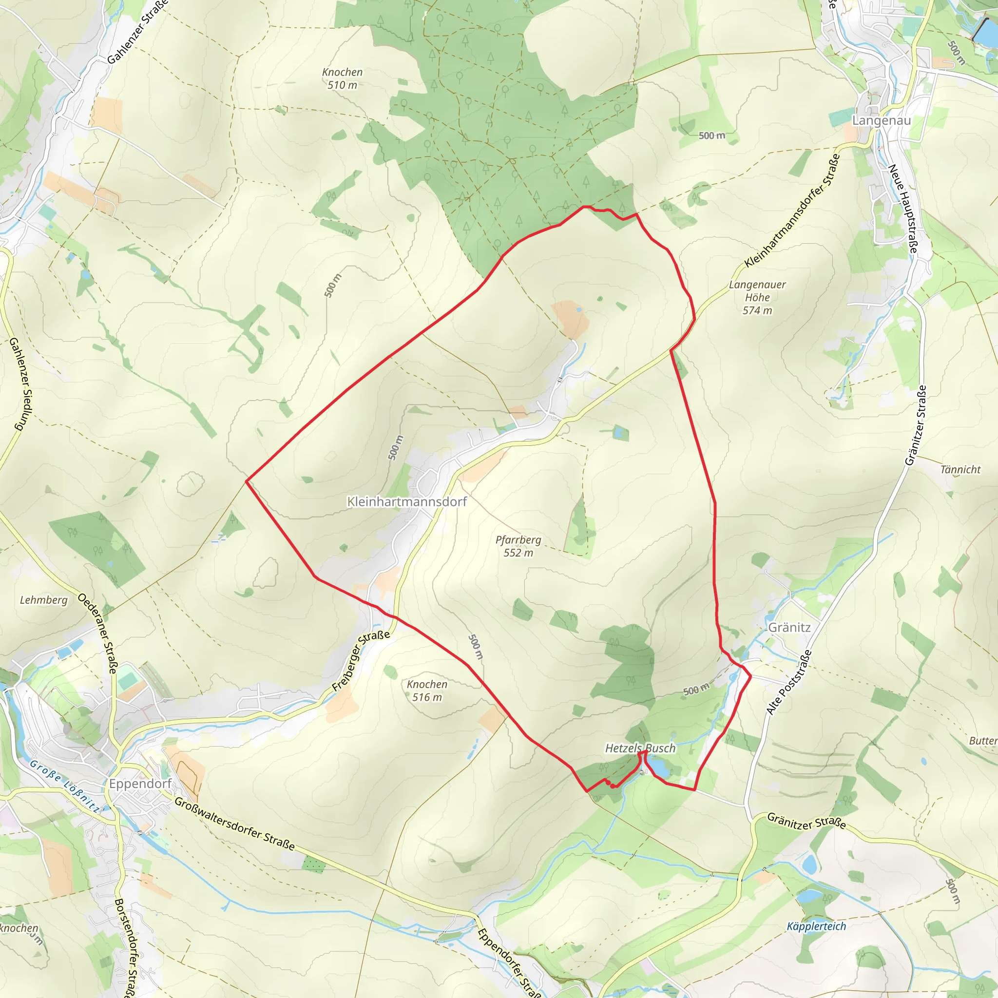 Muehlteich via Rundweg Kleinhartmannsdorf-Graenitz mobile static map