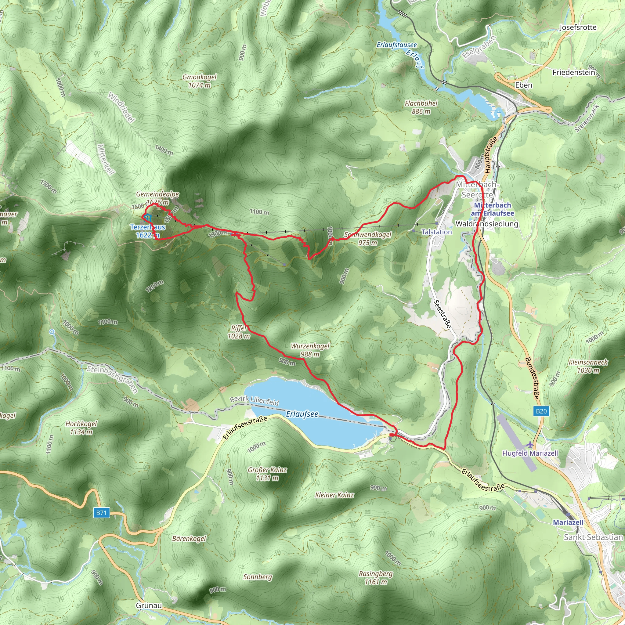 Lake Erlauf to Gemeindealpe Loop Hike mobile static map