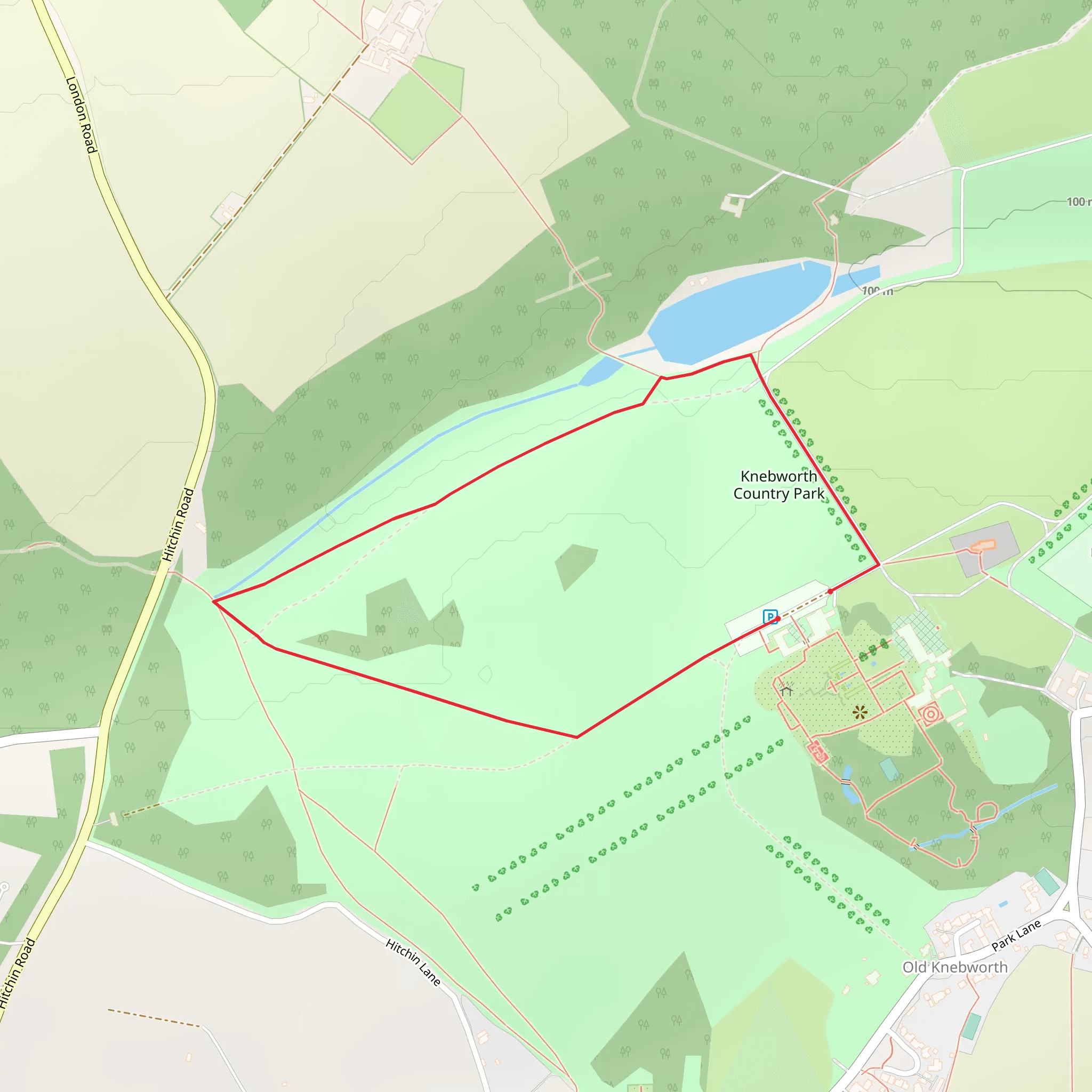 Knebworth Country Park Loop mobile static map