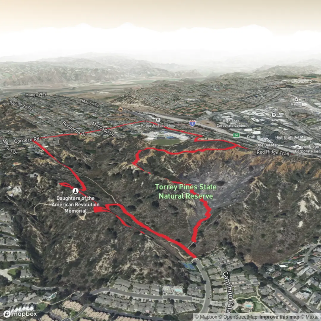 An image depicting the trail Torrey Pines Extension and its surrounding area.